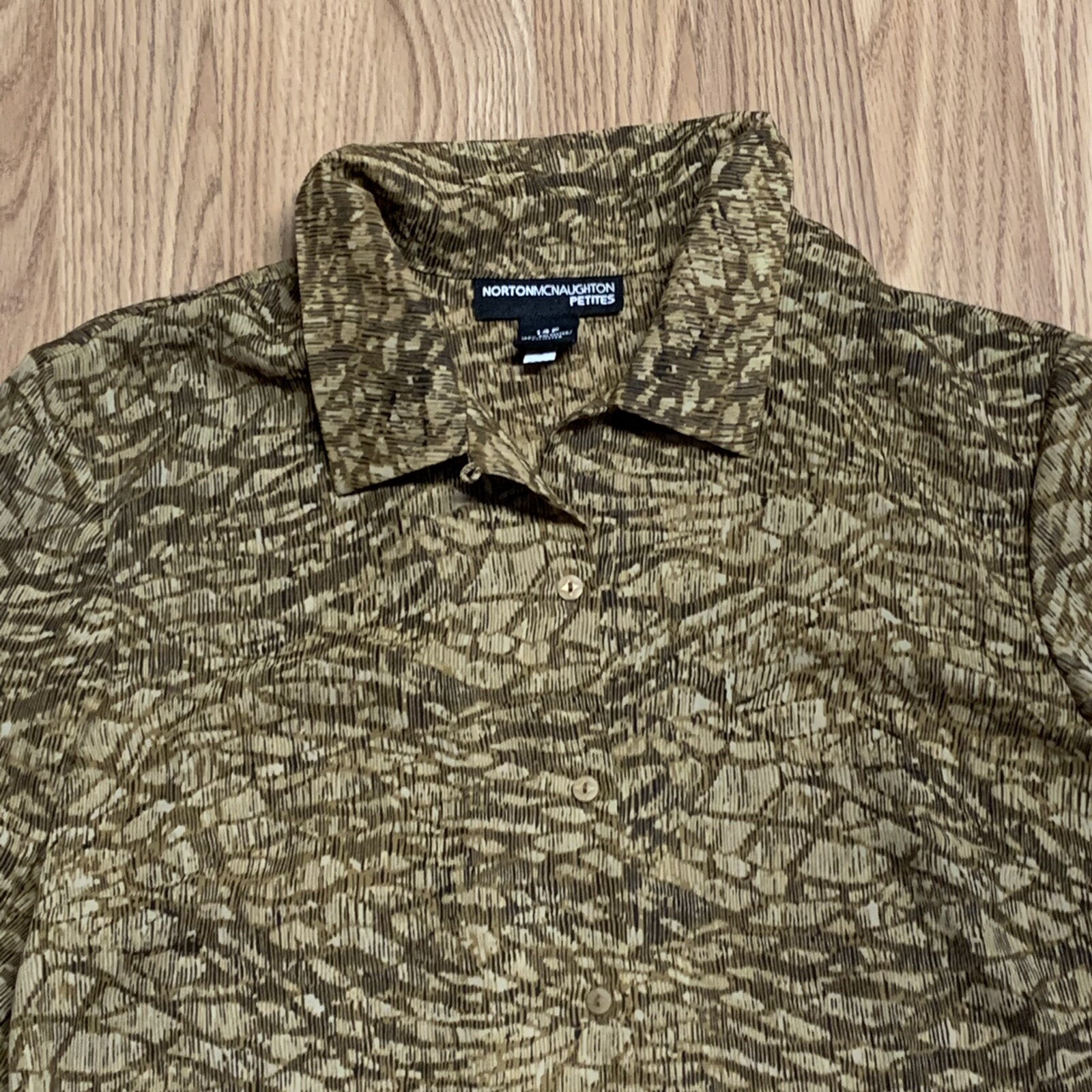 Norton McNaughton Petites Top sz 14P Brown Dark Academia Quiet Luxury QW58