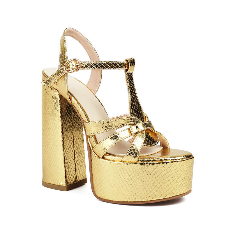 14cm Women’s Open Toe Ultra-High Heel Waterproof Platform Thick Bottom Sandals