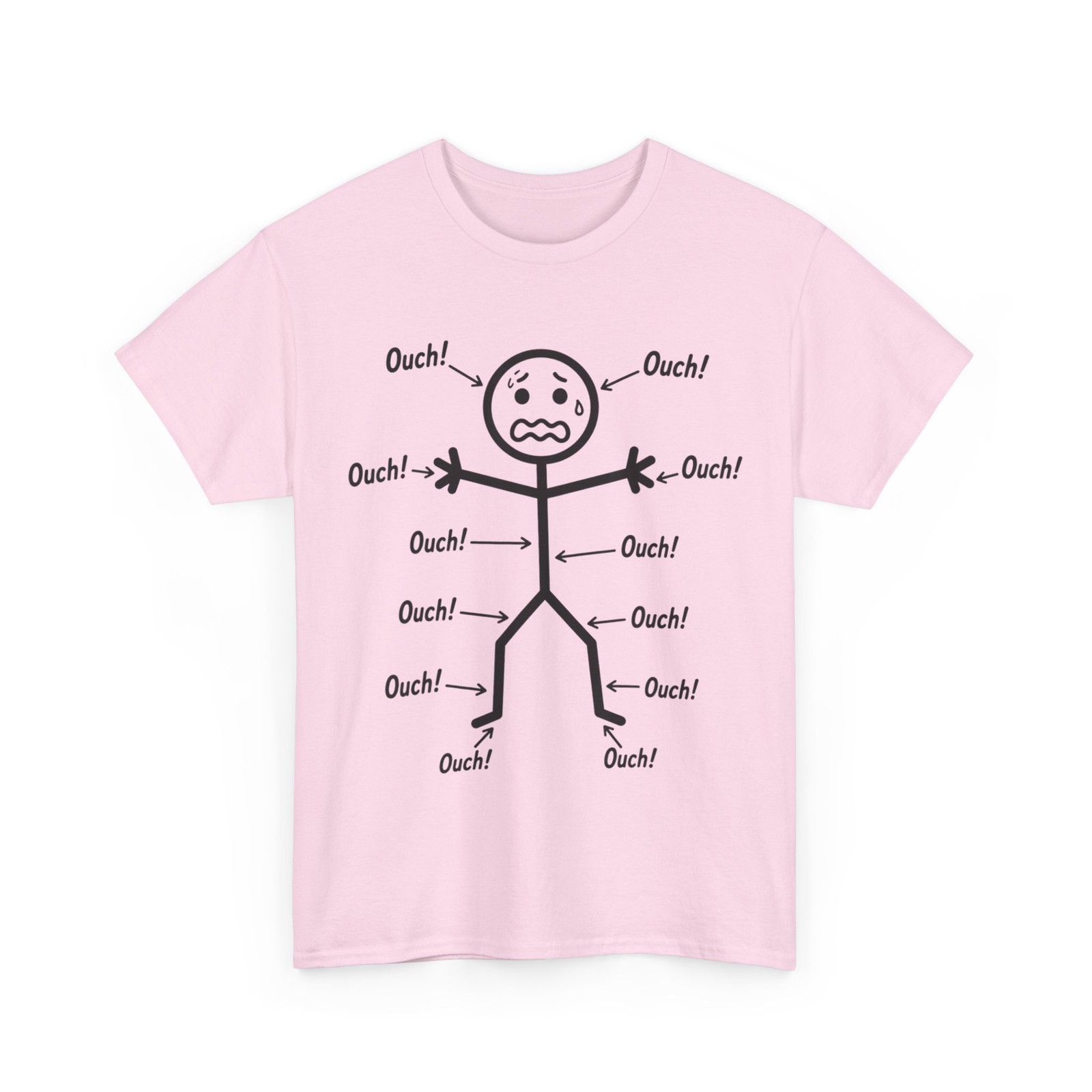 Ouch Ouch Ouch Funny Shirt, Full Body Pain Humor Comedy Stickman T-Shirt