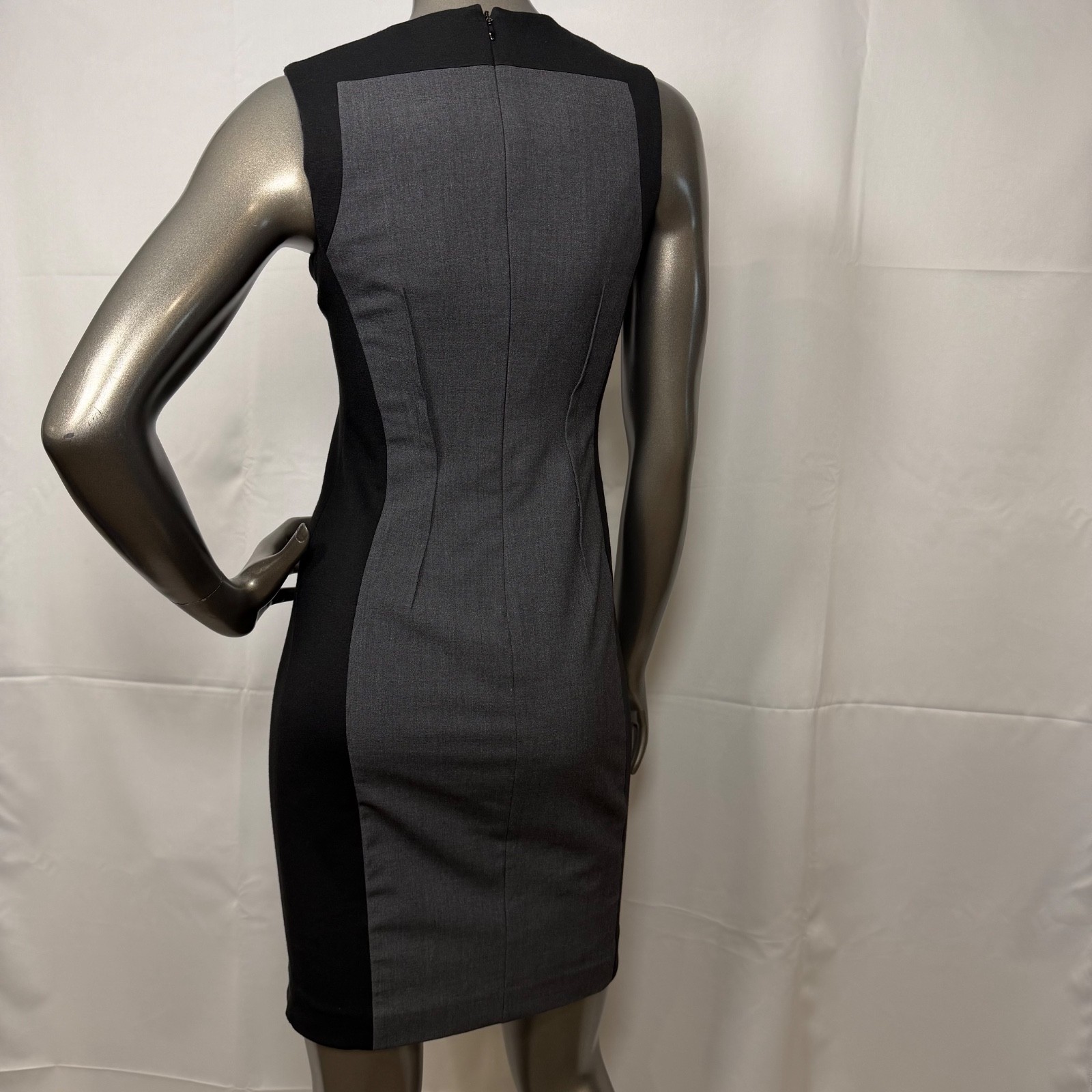 Calvin Klein Womens Black Grey Textured Colorblock Sheath Dress Size 10