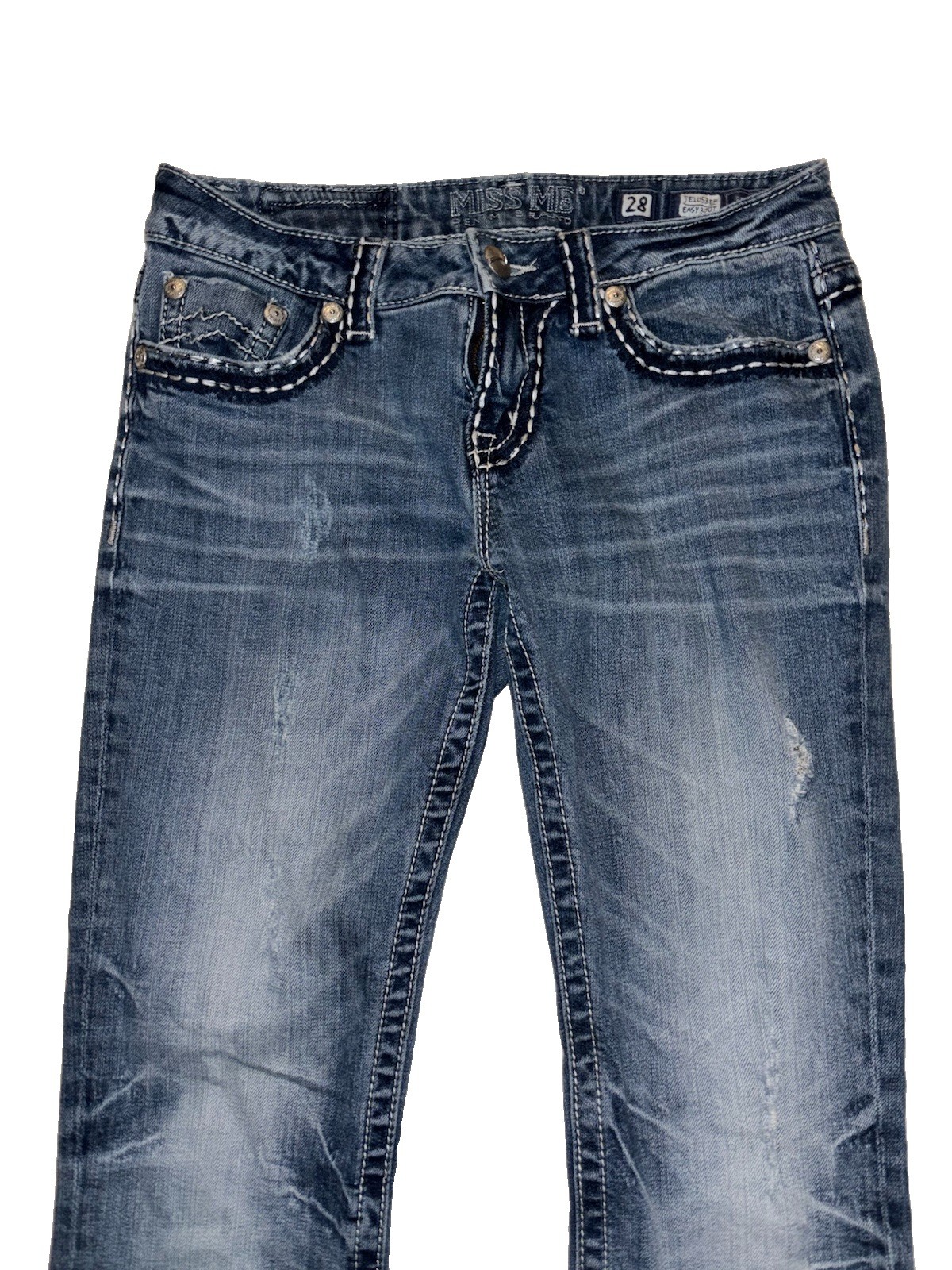 Miss Me Women’s 28 / 30 Medium Blue Wash Bootcut Stretch Jeans Embroidered