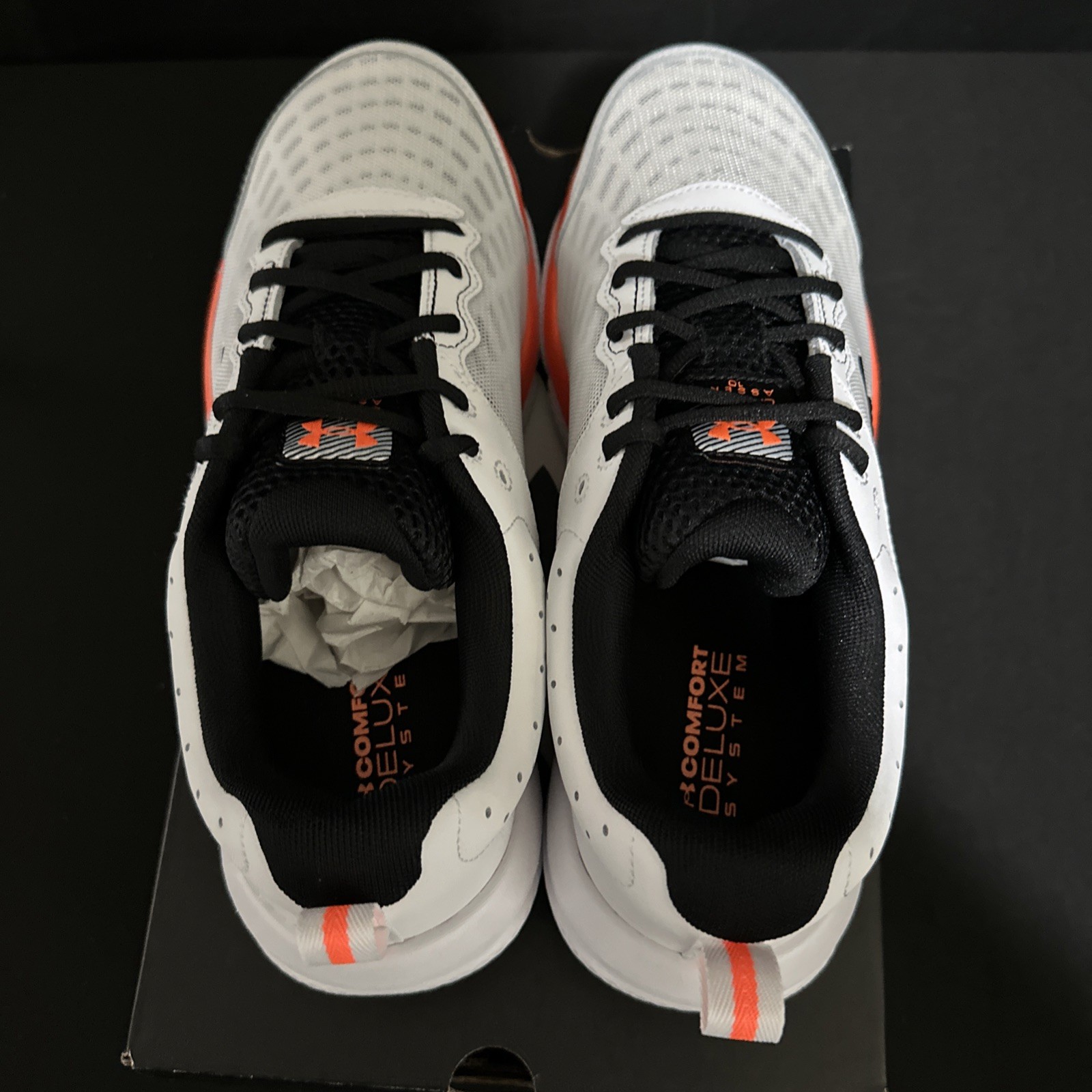 Under Armour Charged Assert 10 White Black Orange 3026175-101 Men’s Size 11.5