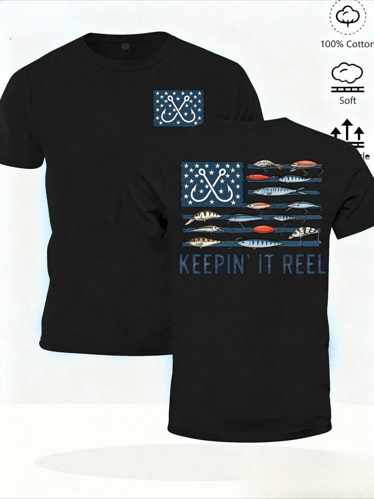 American Flag Fishing Hook Bait Fish Stay True Printed Men’S And Women’ST-Shirts