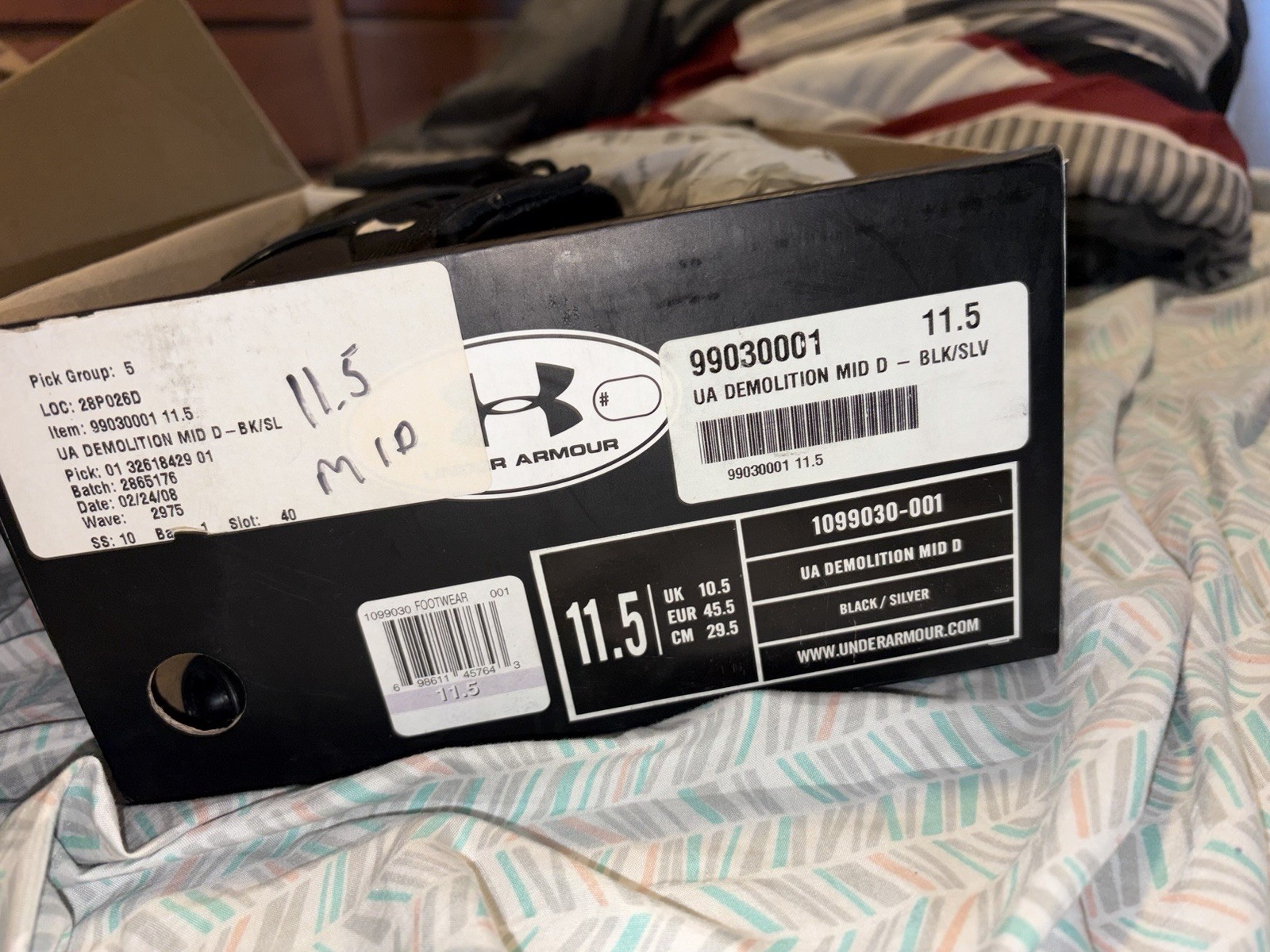 Underarmour ( CLEATS ) Demolition Mid D – BK/SL