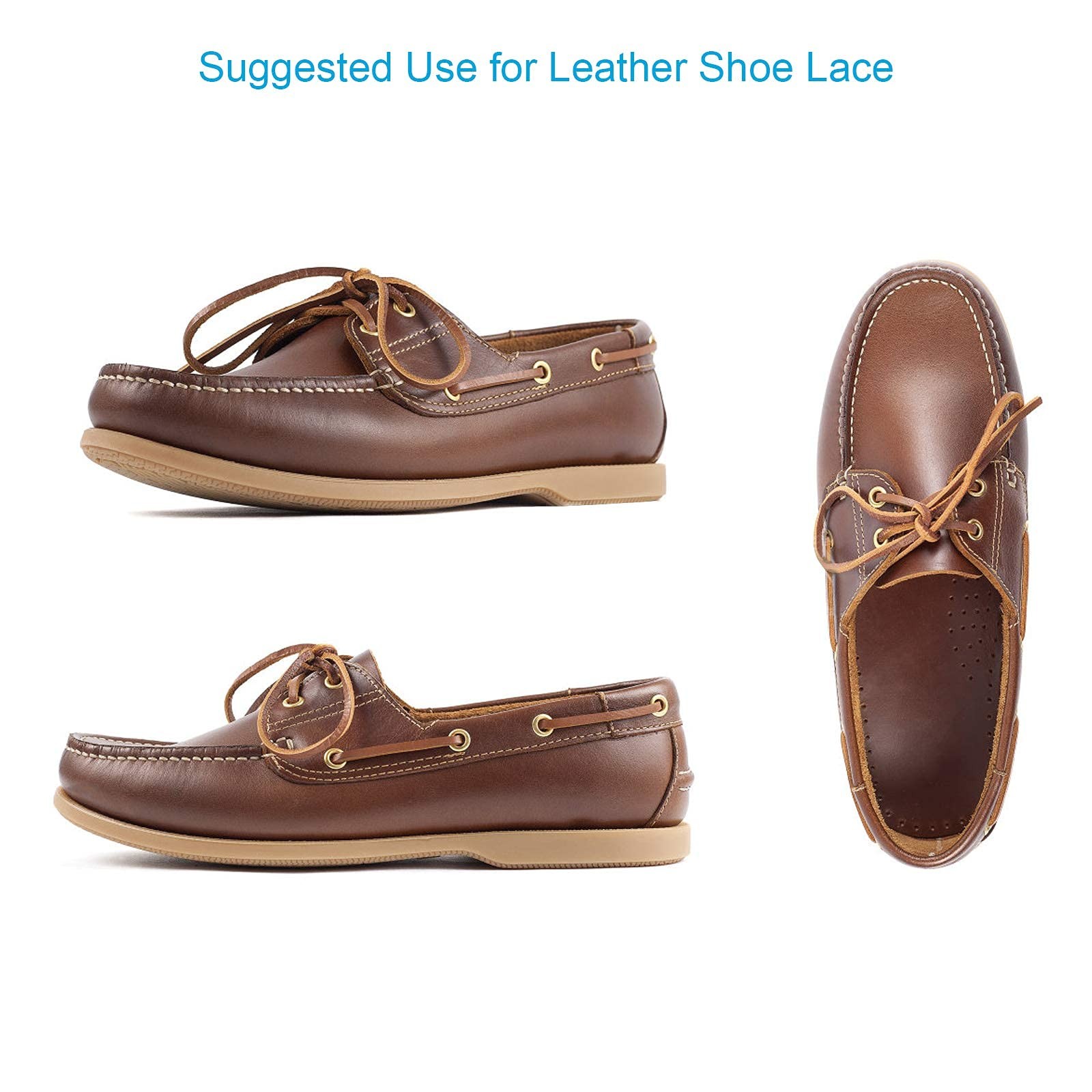 TeeLiy Leather Shoe Lacing Kit, 72″ Leather Shoelaces for Boot Boat Shoes