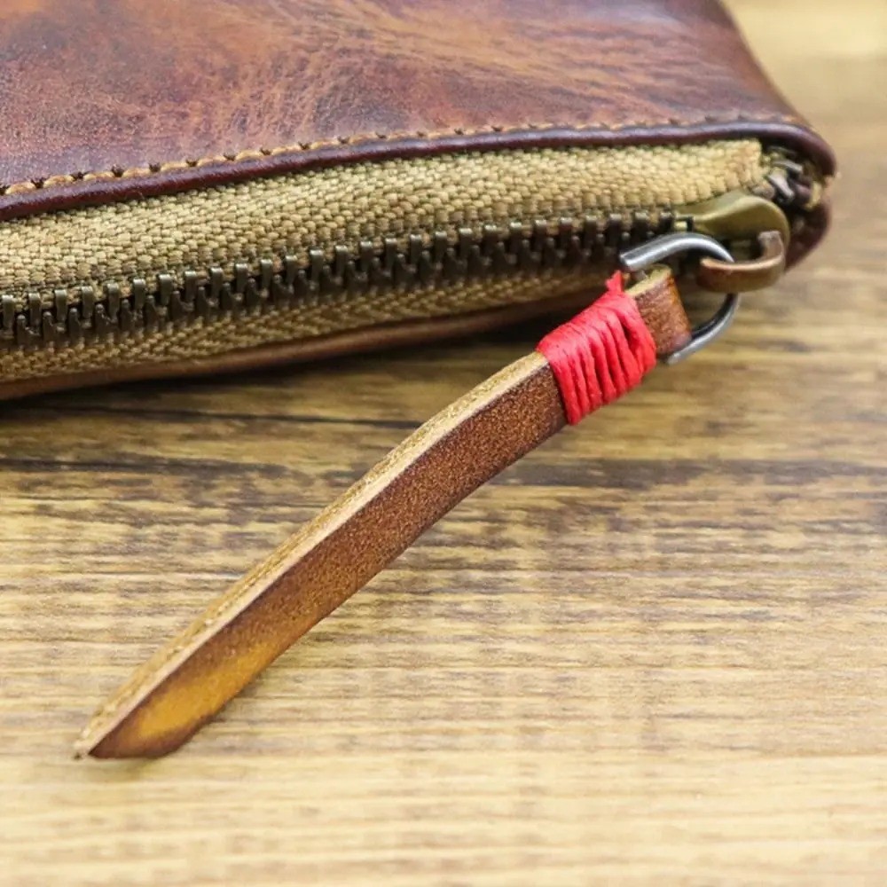 Unisex Leather Coin Purse Vintage Handmade Multi-colors Zipper Wallet Key AA
