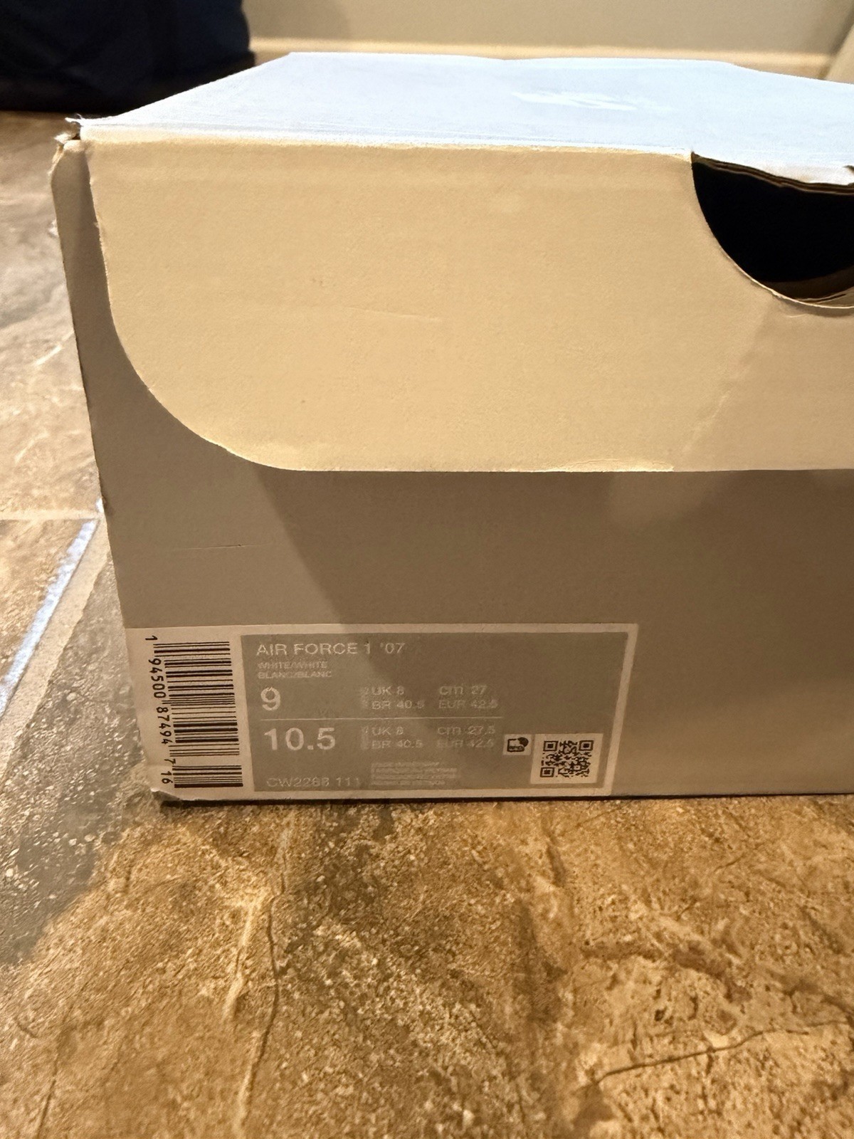 Nike Air Force 1 Size 9 ’07 Low Top Triple White Men’s Sneakers CW2288-111