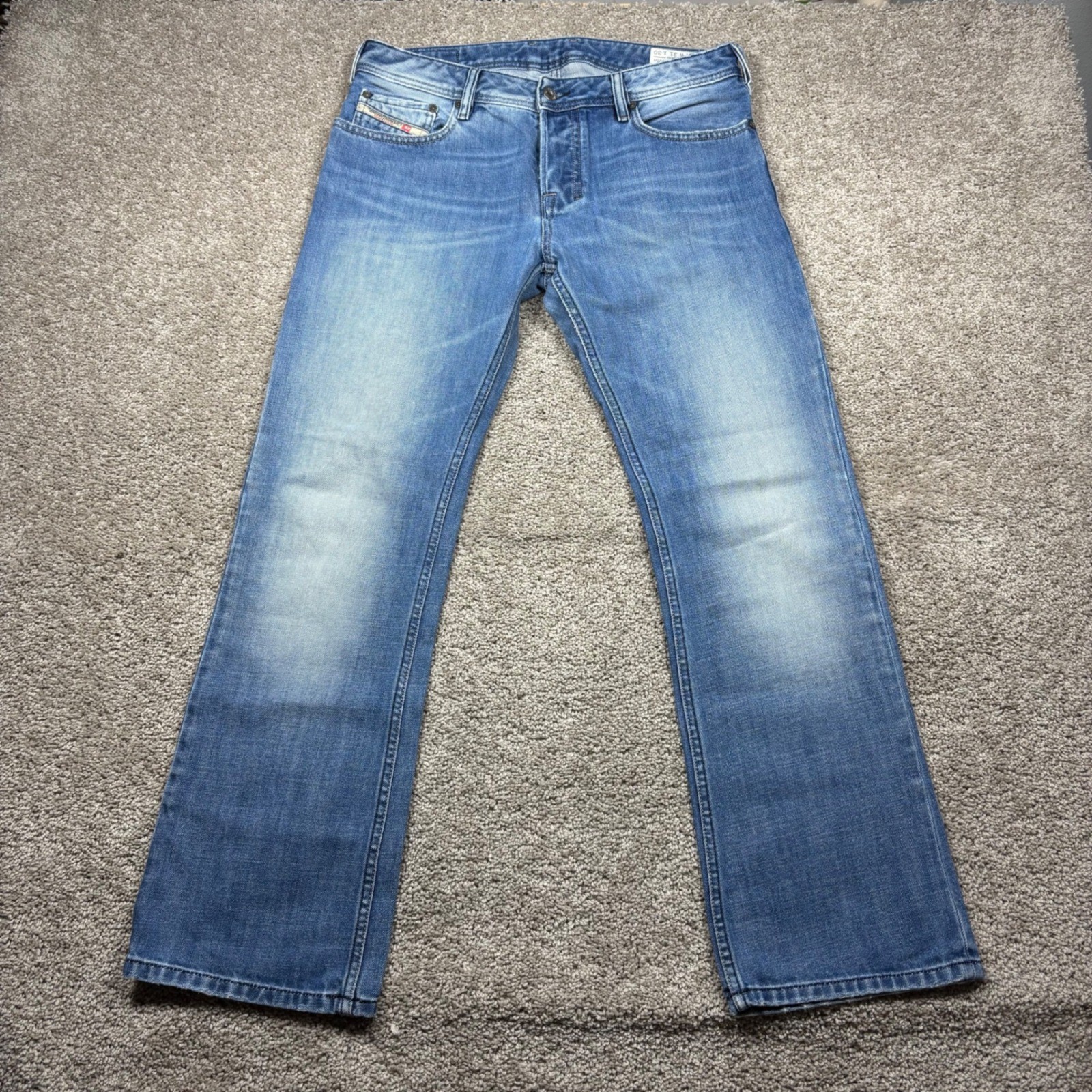 Diesel Zatiny 008AT Mens Regular Bootcut Jeans Blue Denim 31×30 Made in Italy