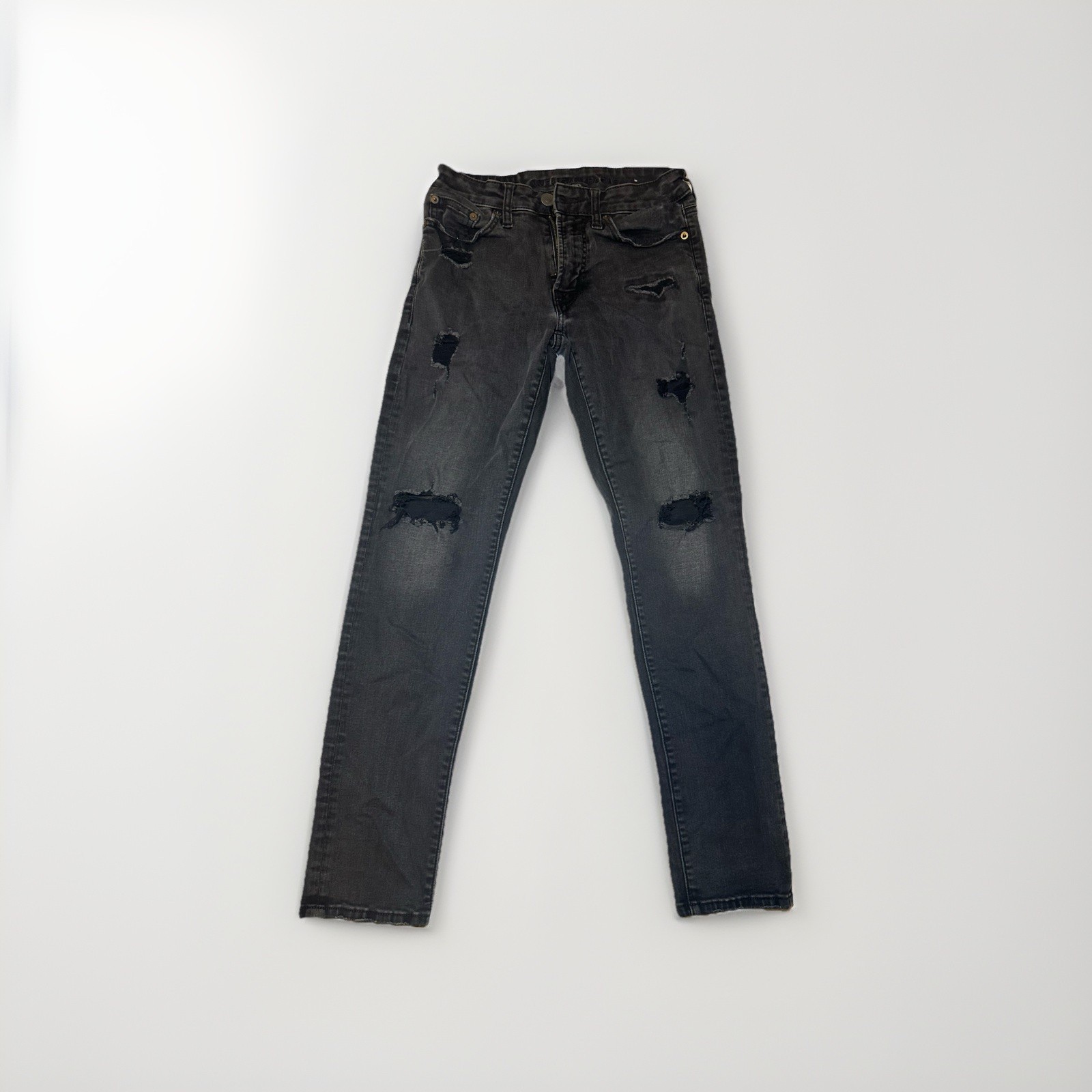 American Eagle Next Level Flex Jeans Mens 26×28 Black Distressed Skinny Stretch