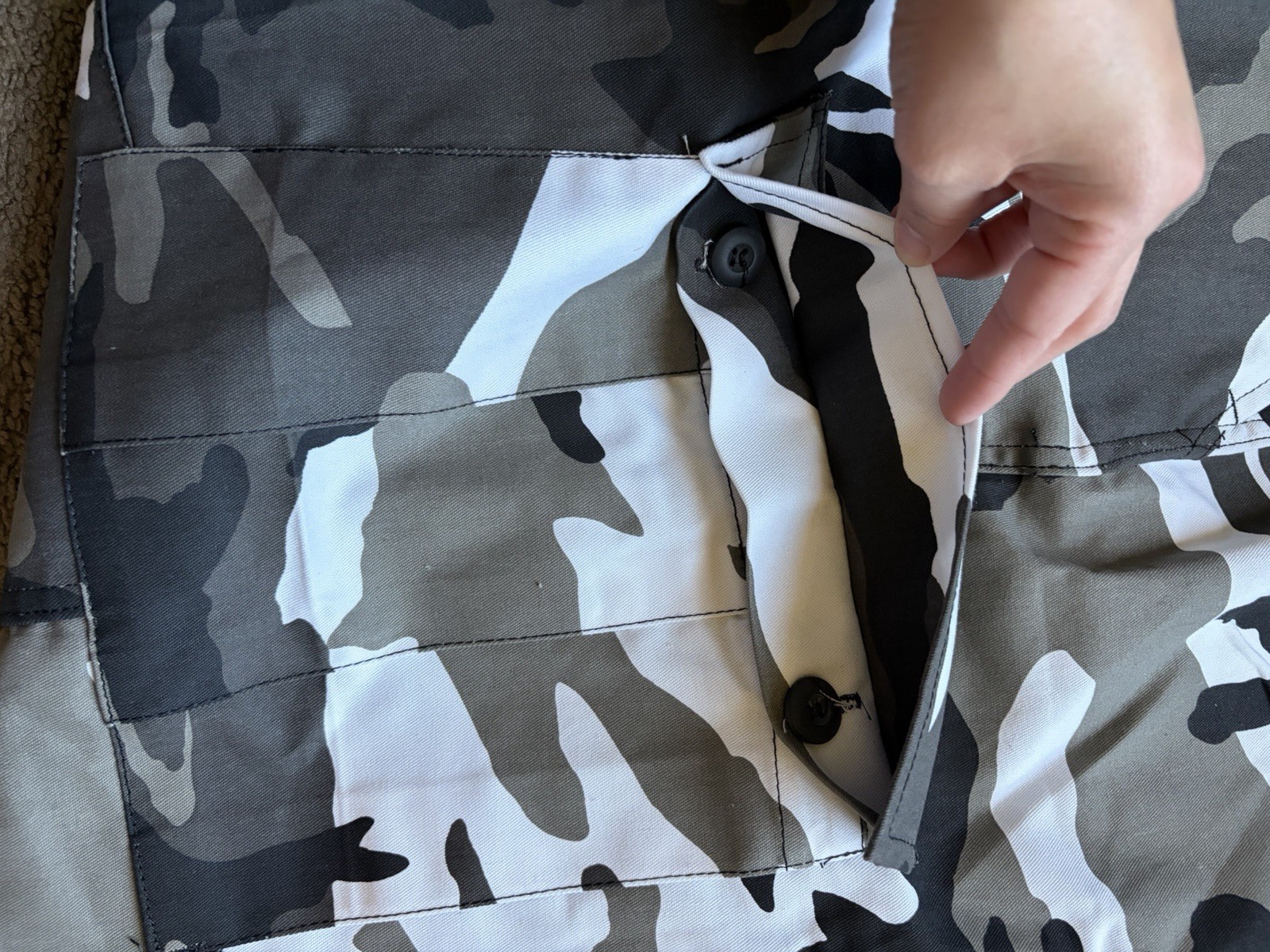 Men’s XL Regular Gray Black White Camouflage Cargo Pants Adjustable Waist
