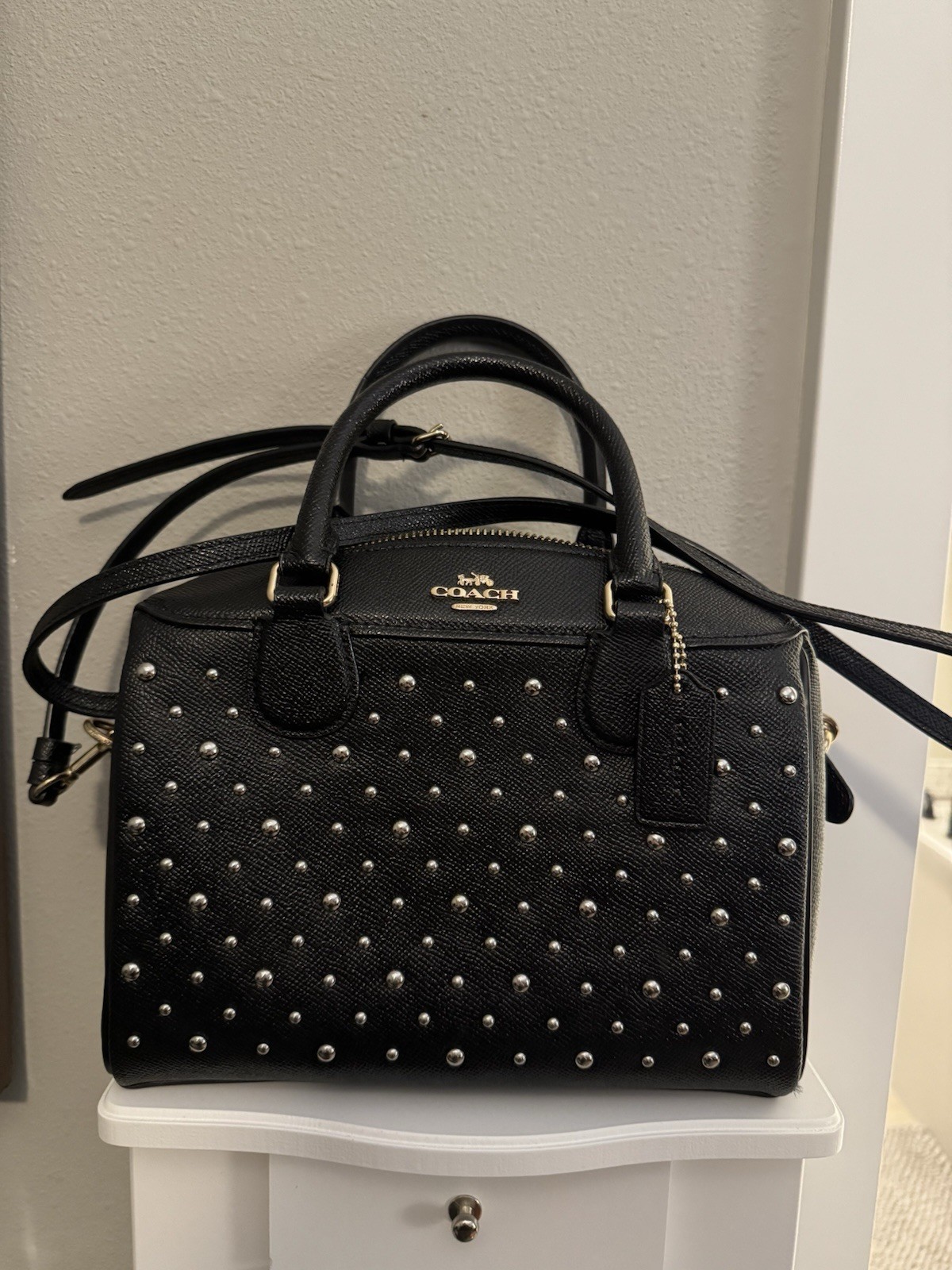 Coach Mini Bennett Satchel Crossgrain Leather Handbag Black – F57521