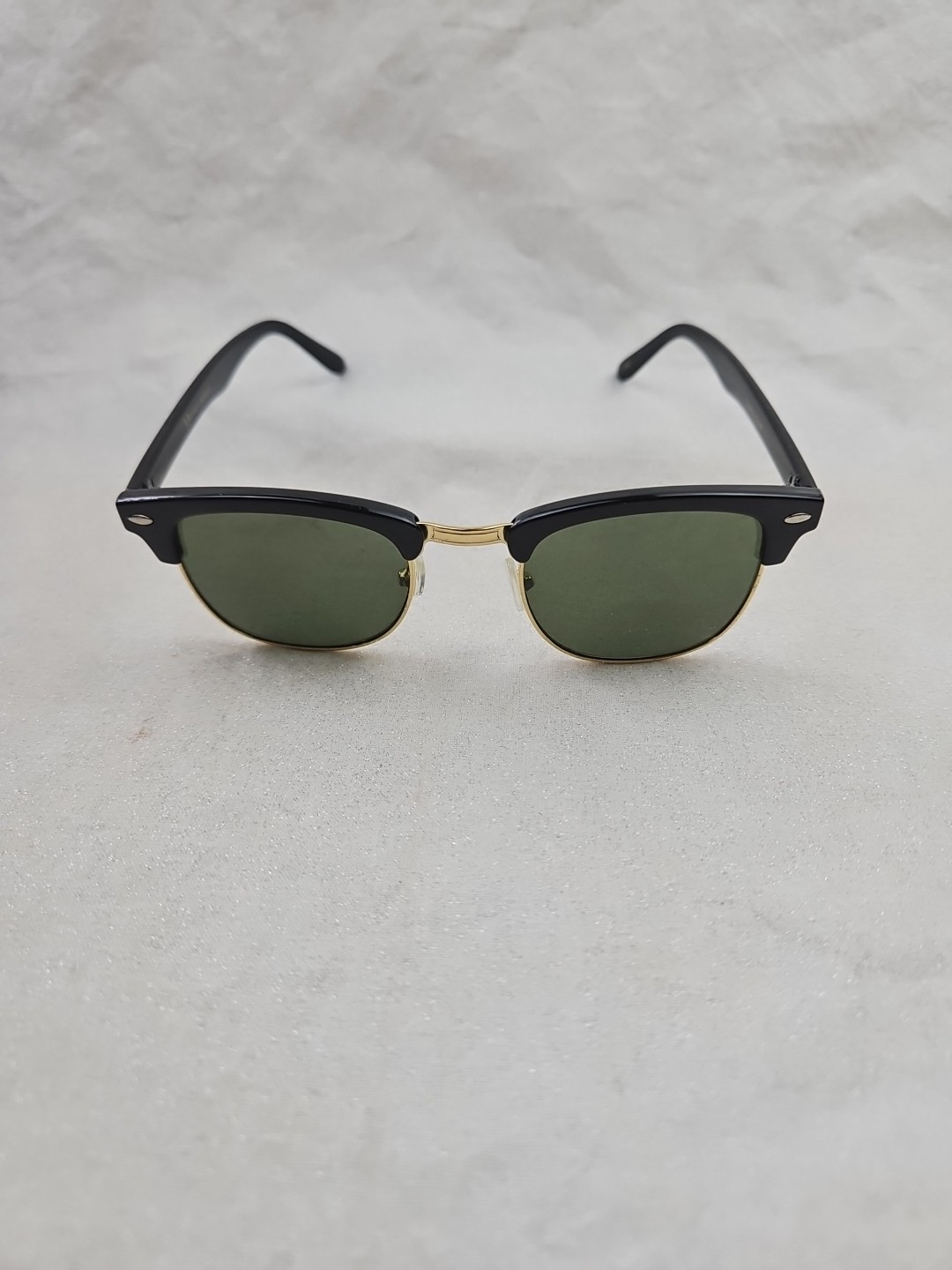 Mechaly MESC01 Classic Club Master Style Square Sunglasses, Black/Gold