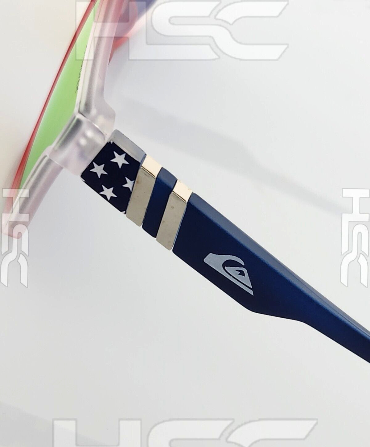Quiksilver SciFi Shield Sunglasses USA Red White Blue Frame Orange Mirror Lens