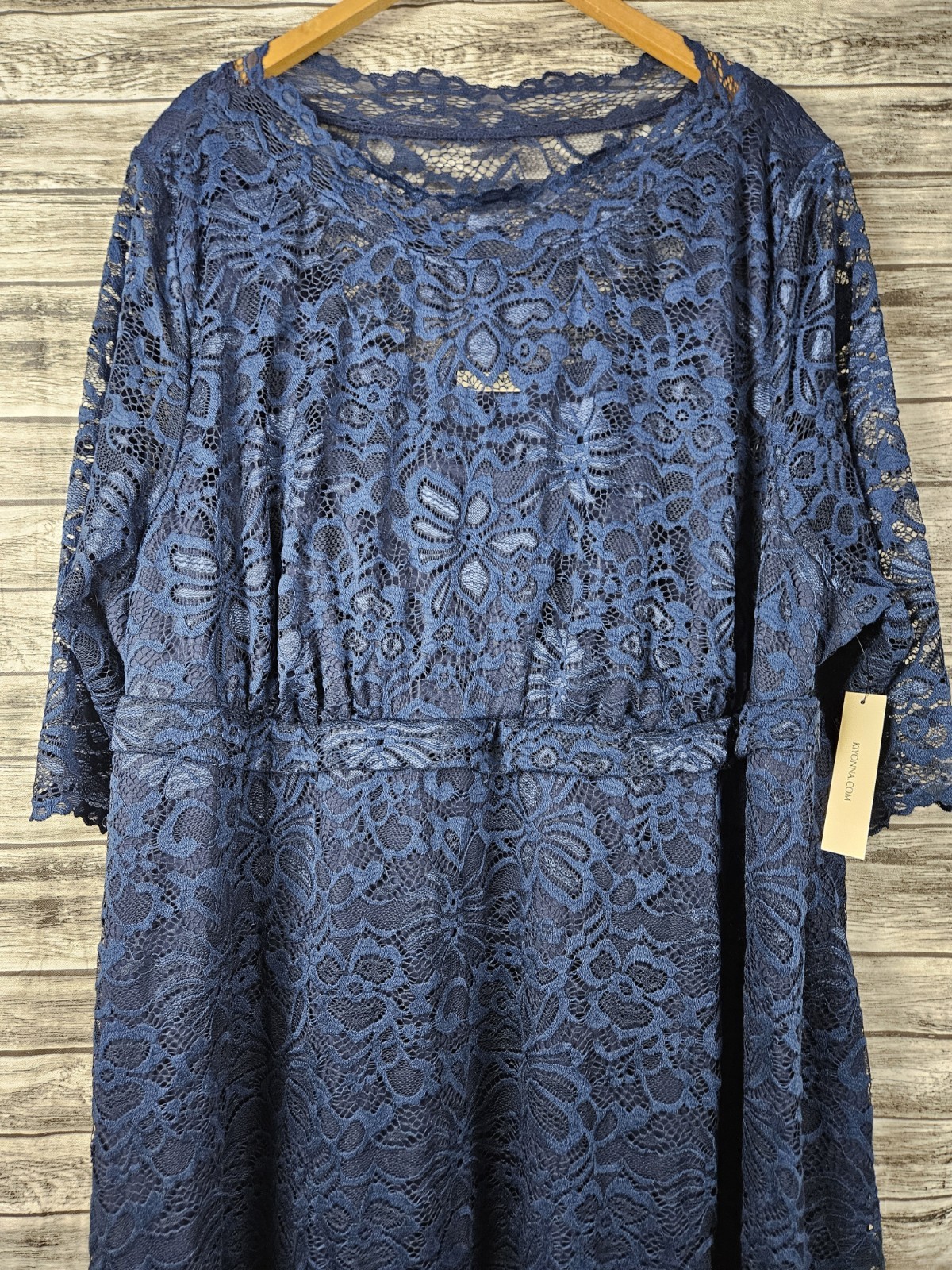 New! Kiyonna Size 5X Blue Elegant Lace Maxi Dress Mother Of The Bride Wedding
