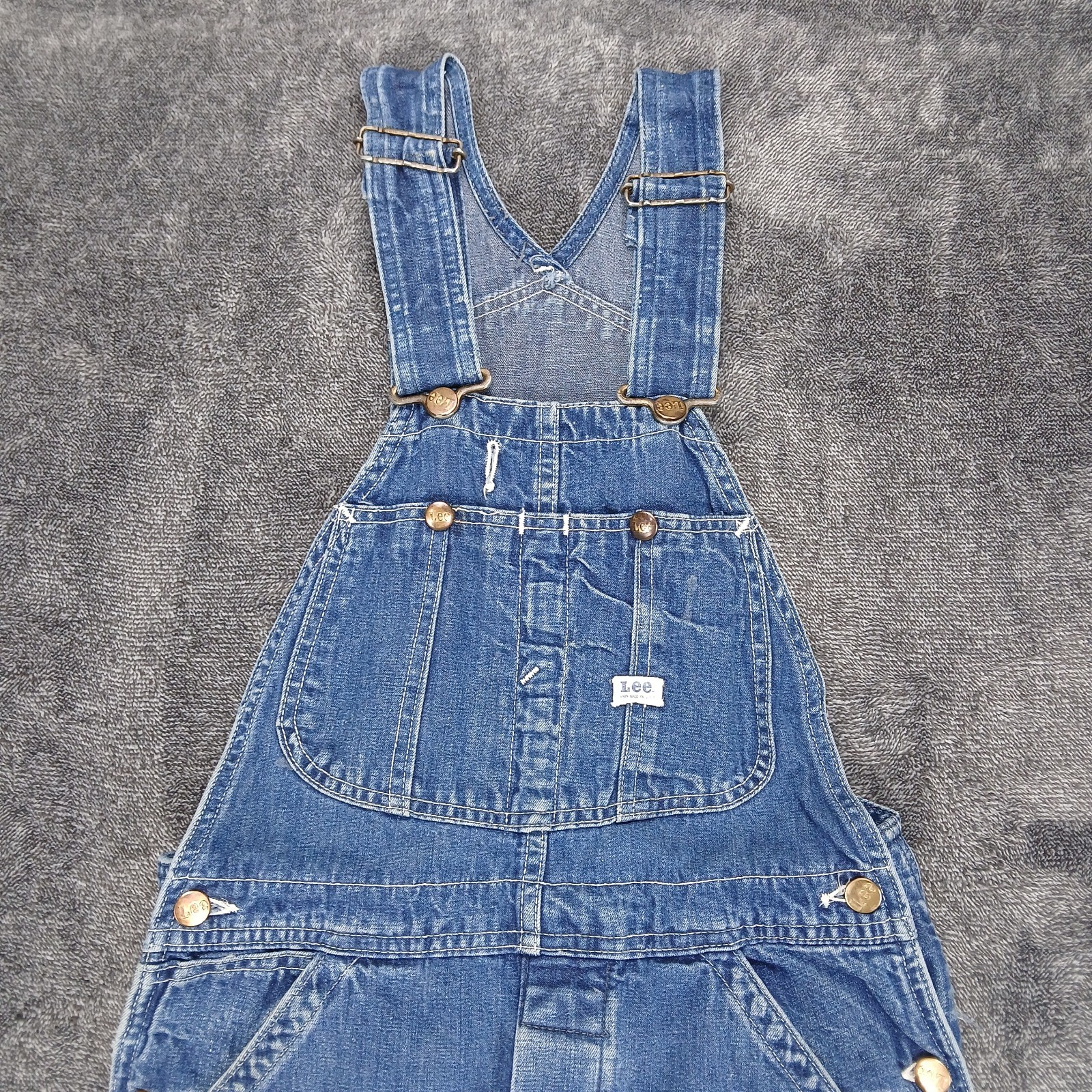 Vtg Lee Sanforized Jelt Denim Overalls 30×28 Donut Button Fly 50s 60s Stains