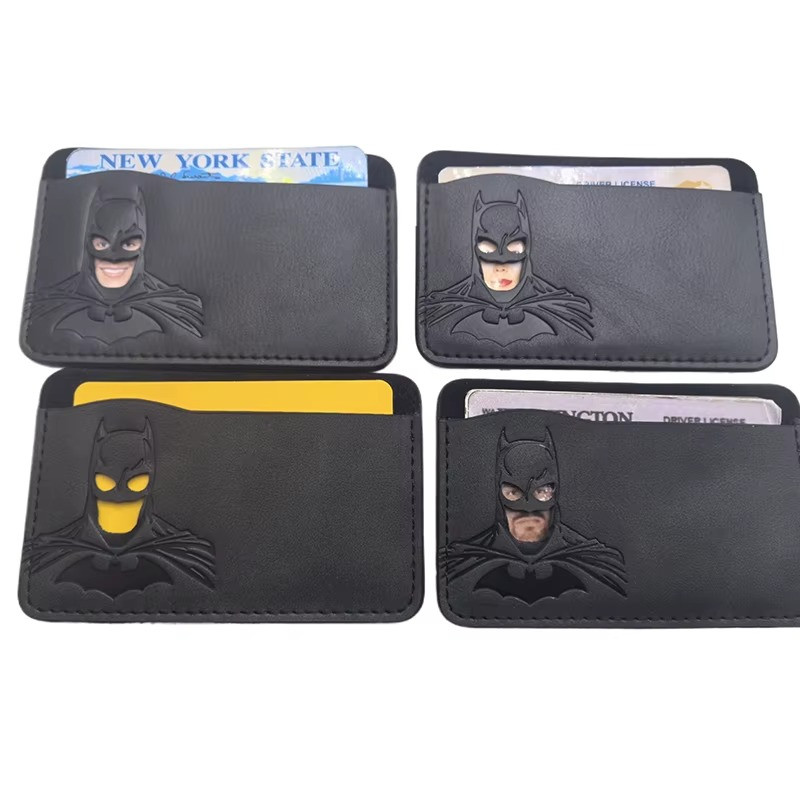 Batman Style PU Leather Wallet with ID Window Card Holder Superhero Mask Design