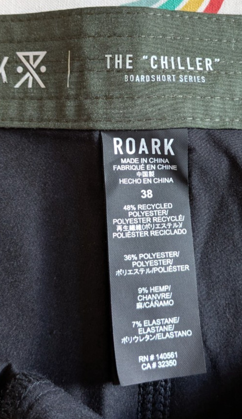 Roark The Chiller 17″ Mixtape Boardshorts Mens 38 Black Hemp Swim Shorts RRP £85