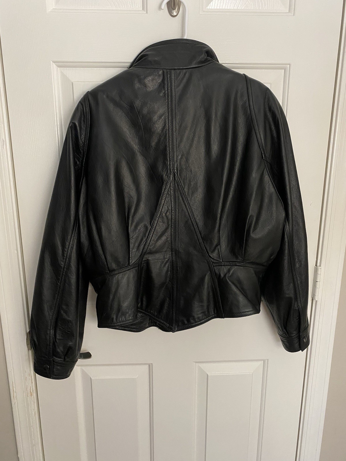 Wilsons Black Leather Jacket Womens Large Thinsulate Zip Out Liner Coat