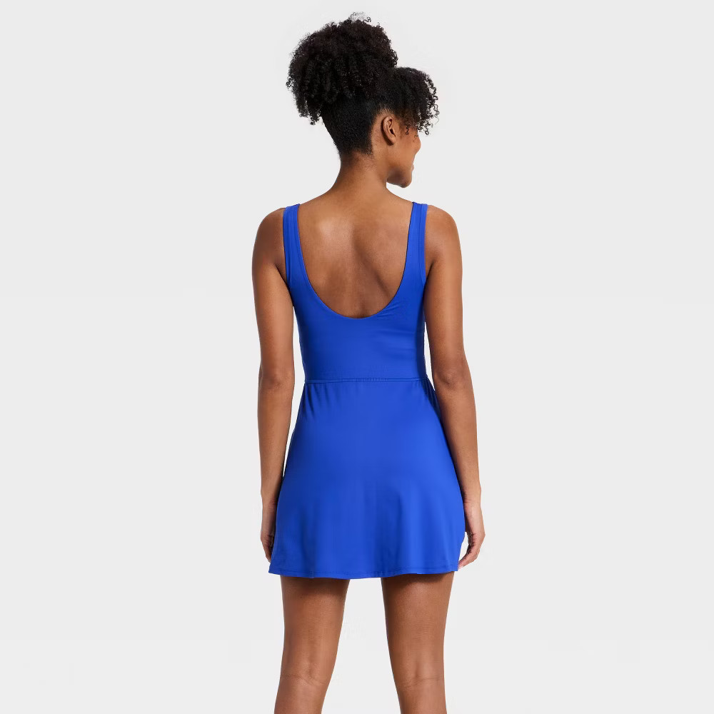 Women Knit High Neck Active Dress – All In Motion Sapphire Blue