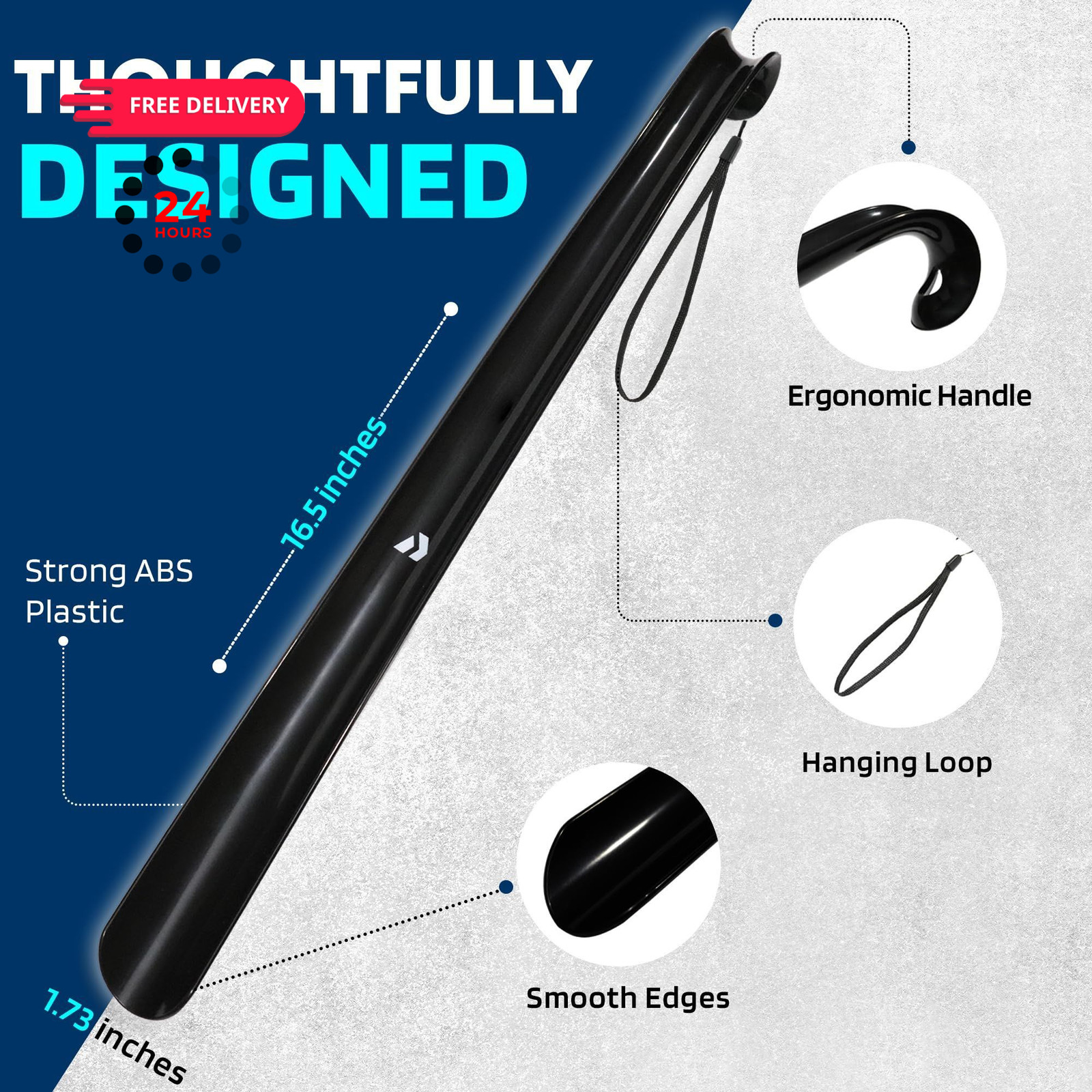 Nextnoid Shoe Horn Long Handle for Seniors – 16.5 Inches, 16.5″ Black (Pack2)