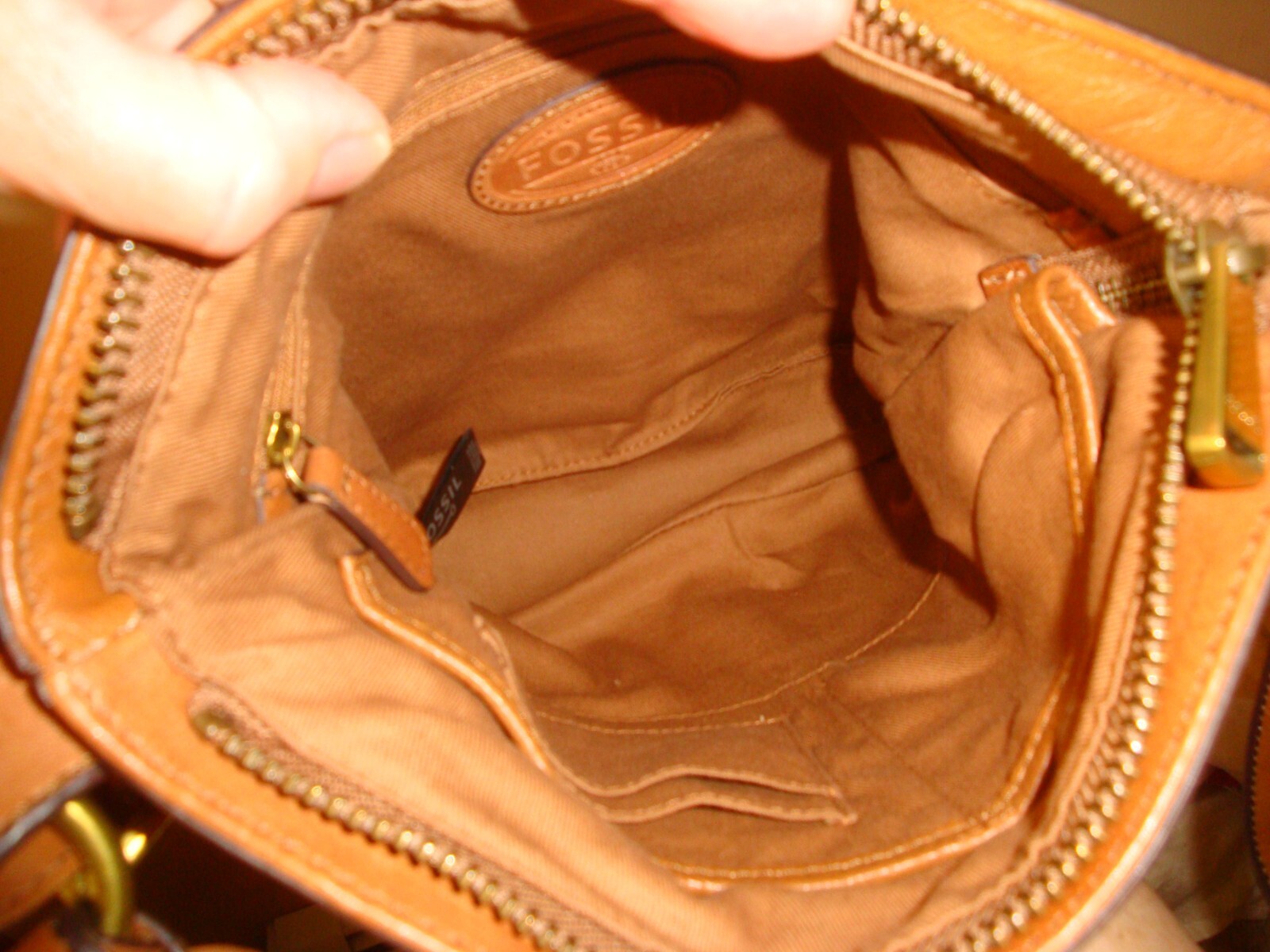 FOSSIL Brown Leather Crossbody Handbag Shoulder Boho Hobo Hippie Vintage Maddox