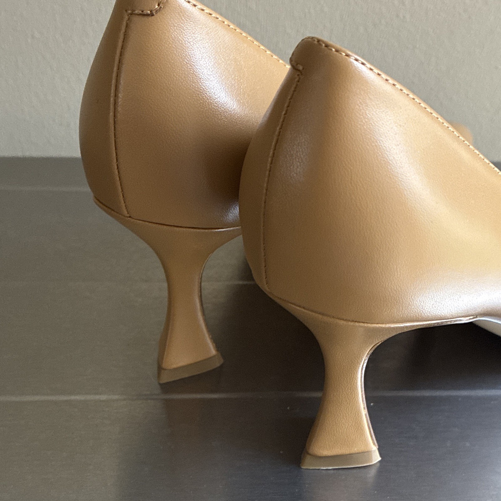 Nine West Cone Heel Pumps, Light Brown Pointed Toe Man Made Materials, 10-M