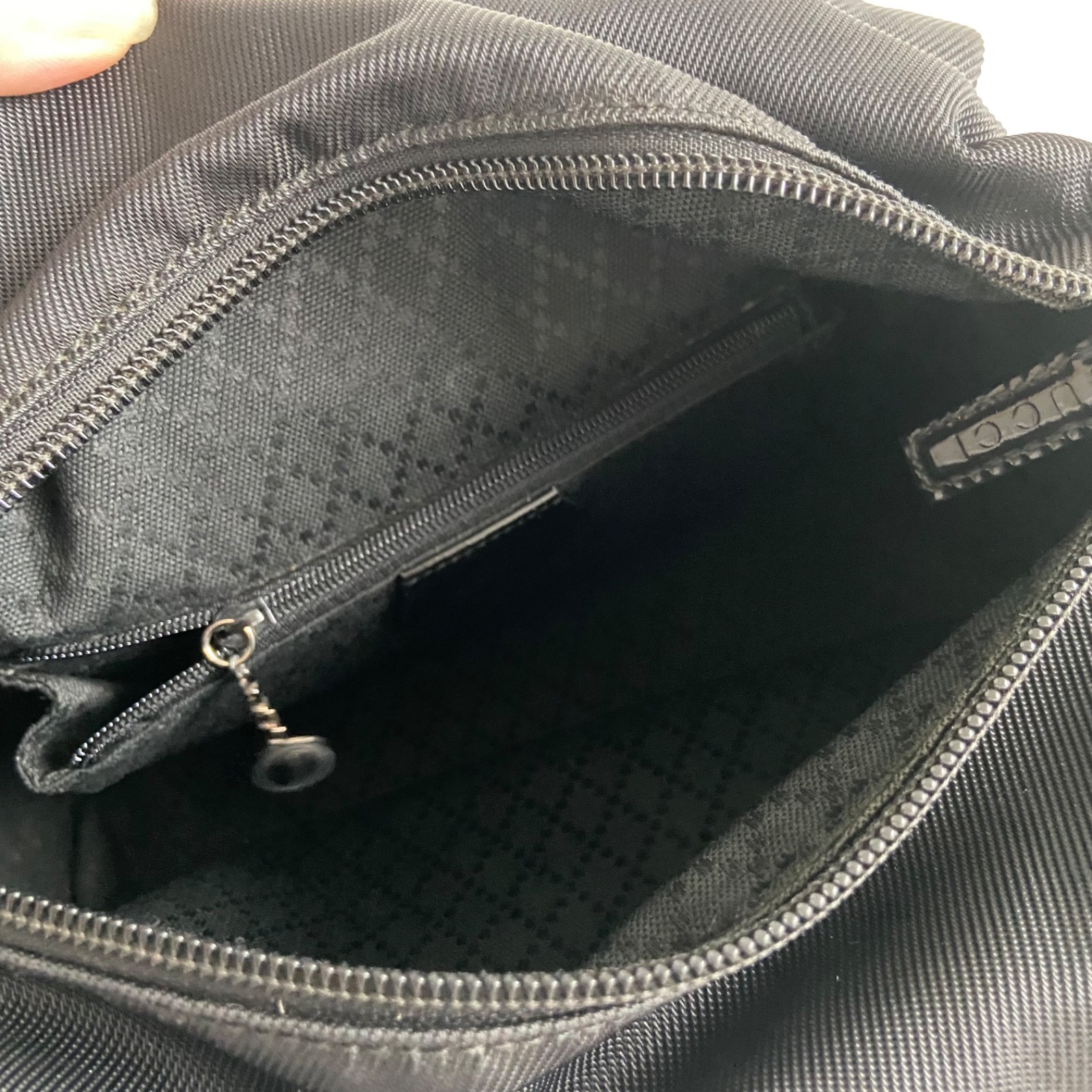 Authentic GUCCI Bamboo Shoulder Tote Bag Nylon Leather Black AB249