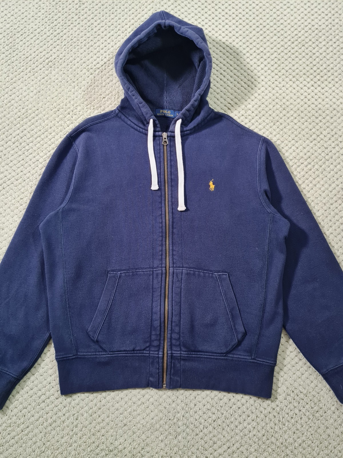 Polo Ralph Lauren Hoodie Mens Navy Bule L Full-Zip Embroidered Pony Fleece Jkt