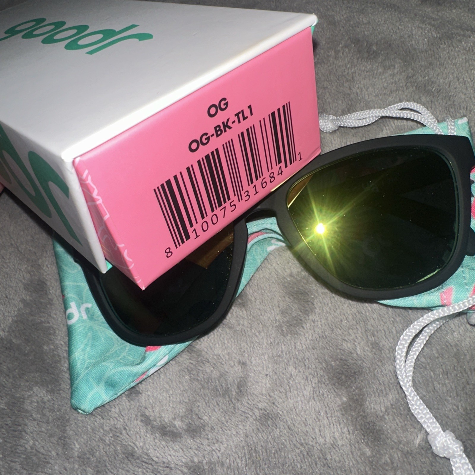Goodr Sunglasses “Vincent’s Absinthe Night Terrors” Black Frame Mirror Lens NEW