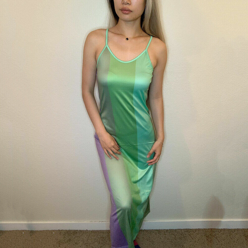 ON SALE!! Summer Rainbow Maxi Dress Ladies Boho Holiday Beach Party Sundress