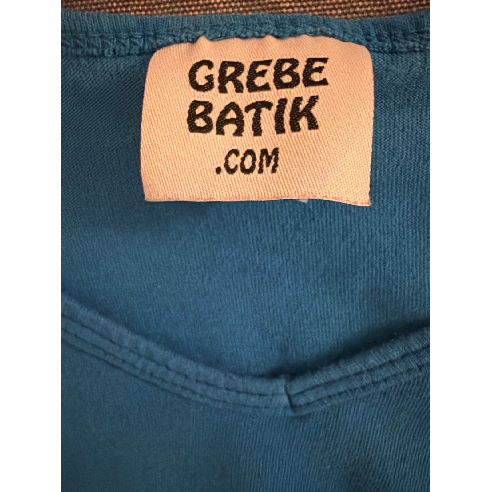 Grebe Batik Blue Mountain Celestial Moon Sun Cotton T-Shirt Women Large USA Made