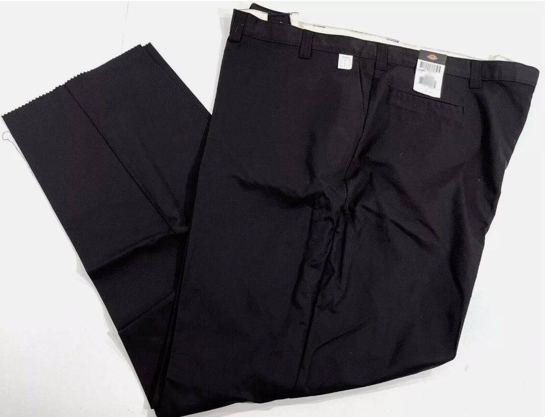 MENS 33×36 DICKIES INDUSTRIAL RELAXED FIT WORK PANTS LP2272 BLACK 33×36 UNHEMMED