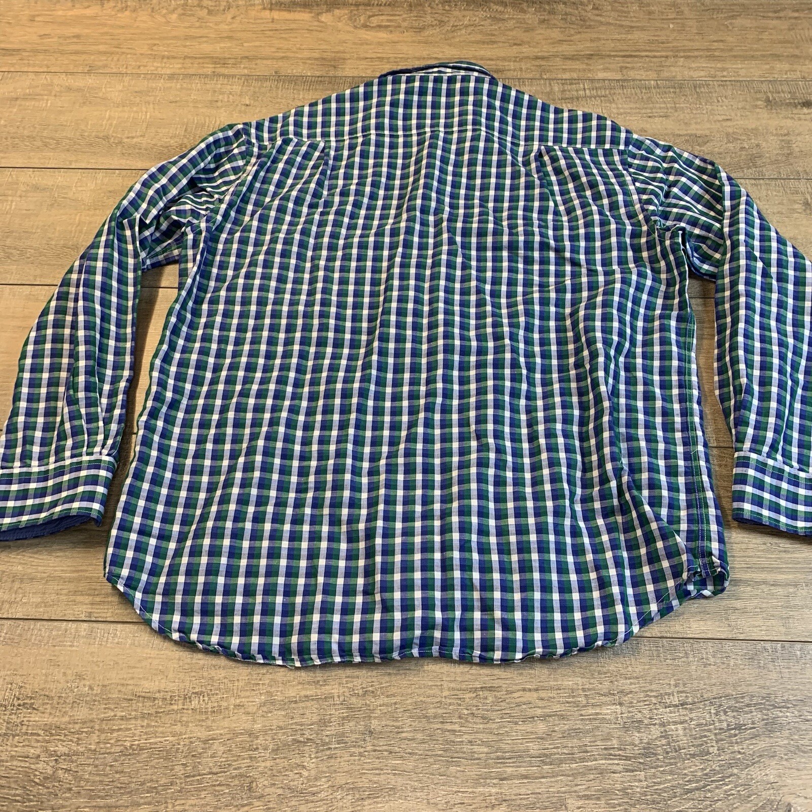 J McLaughlin Mens Long Sleeve Button Up Shirt Size Large 52% Linen Check B16
