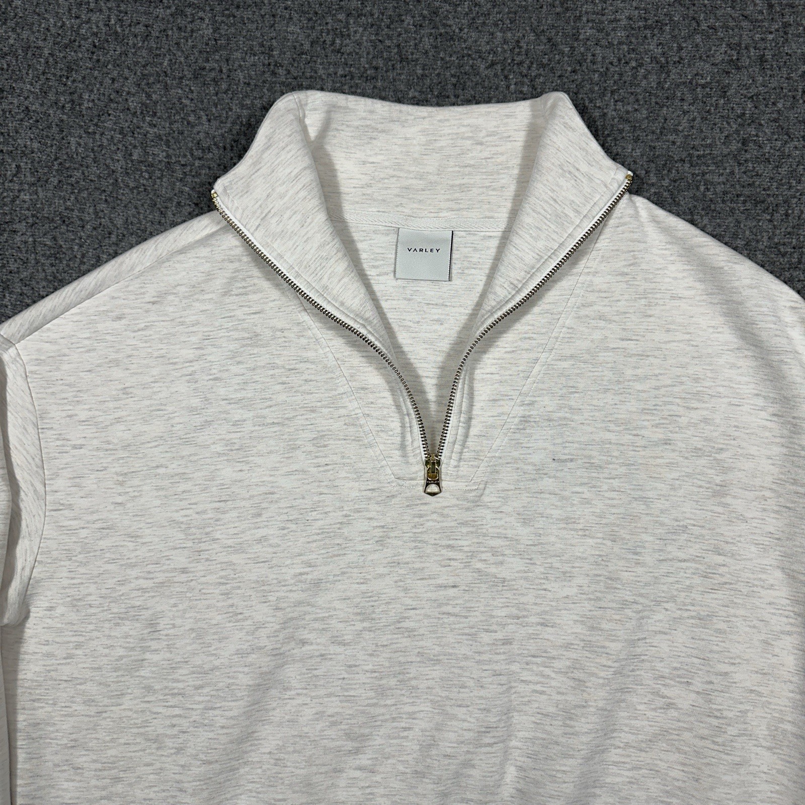 Varley Hawley Half-Zip Sweatshirt Beige Gray Women’s Large Oversized Athleisure