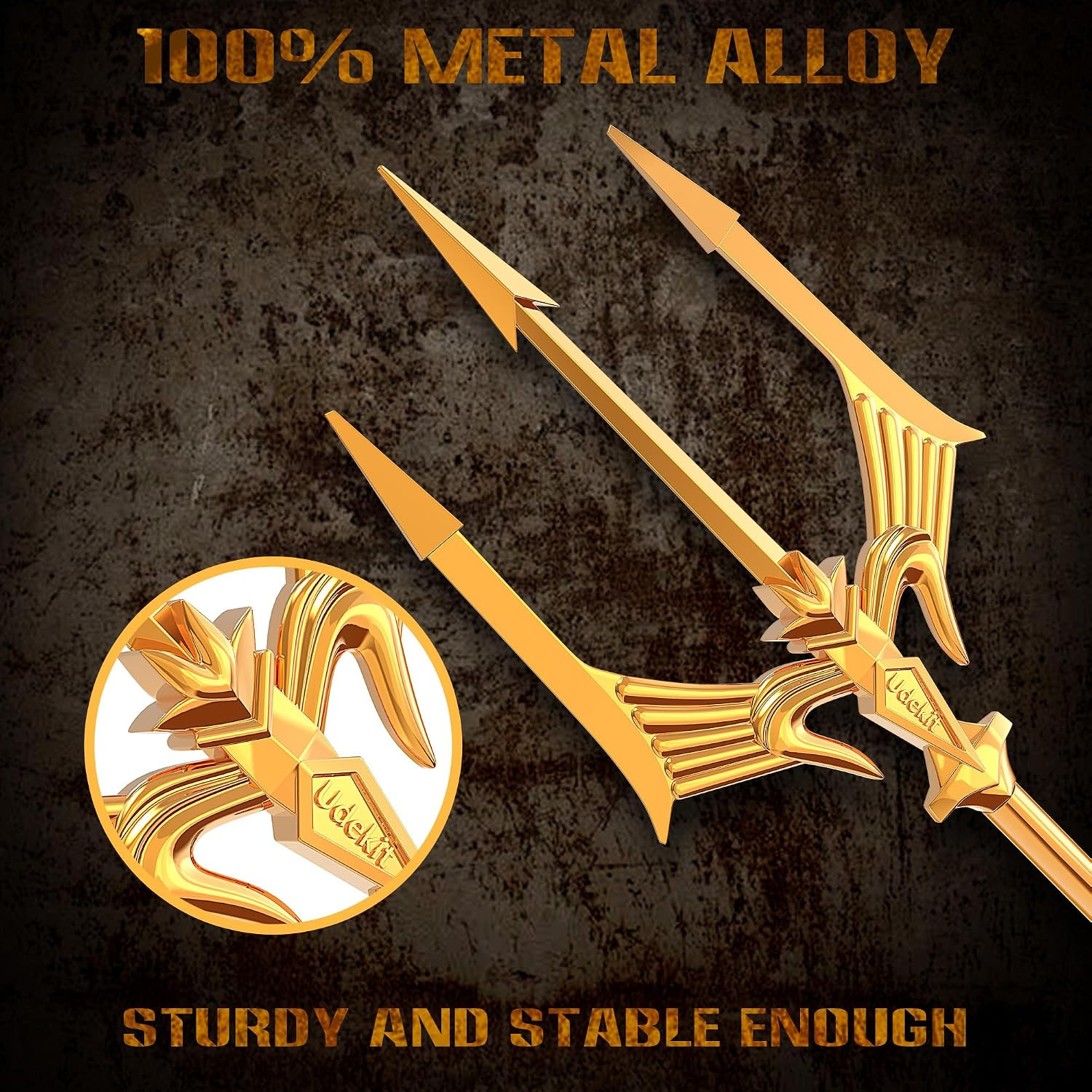 Metal Trident Spear 78 Inches Adjustable Length Cosplay Costume 3-Pronged Poseid
