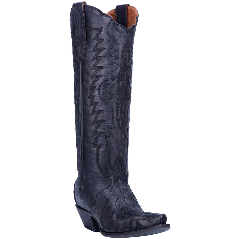 Dan Post Boots Hallie TooledInlay Embroidered Snip Toe Cowboy Womens Black Casu