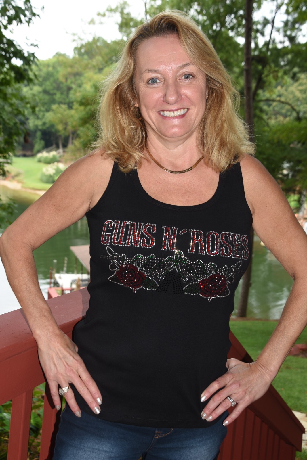 Guns N Roses rhinestone bling shirt or tank XS S M L XL XXL 1X 2X 3X 4X 5X roses