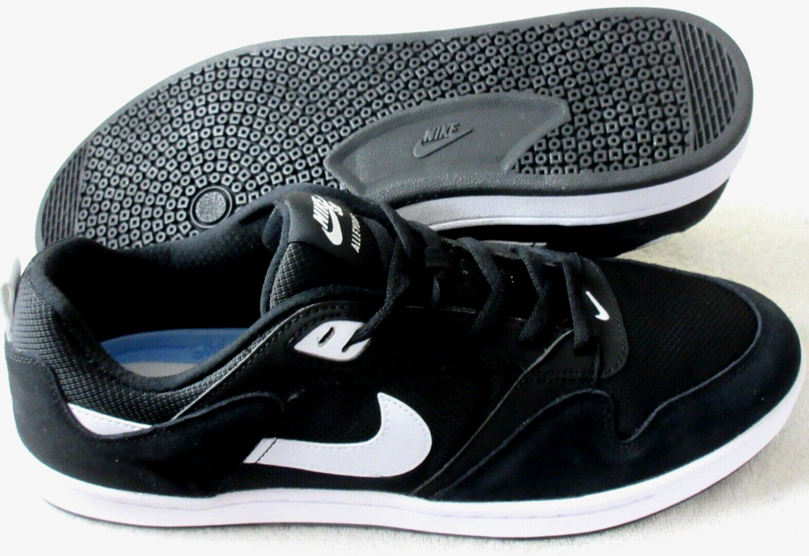 Nike Men’s SB Alleyoop Classic Suede Mesh Shoes Black White Black Size 12 NIB