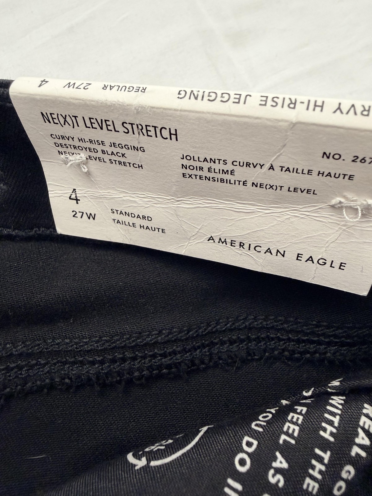 American Eagle Outfitters Jegging Jeans Womens 4 Black Hi-Rise Distressed 27×29