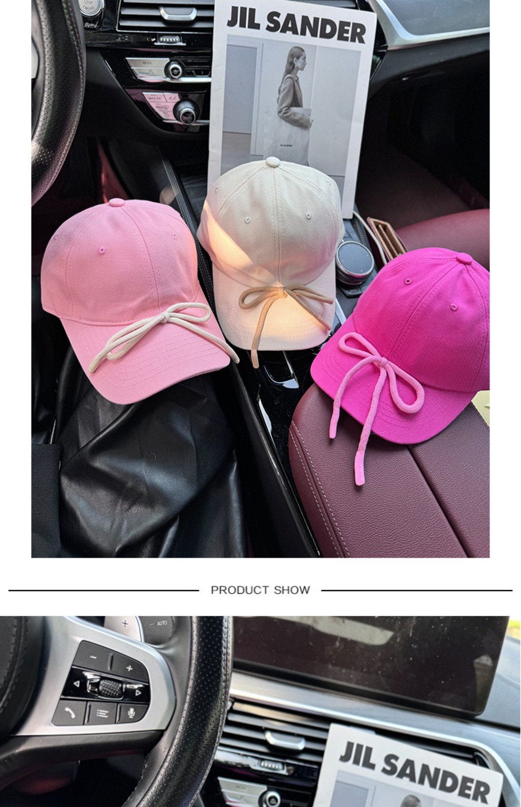 Cute Coquette Bow Baseball Cap Balletcore Soft Girl Pastel Pink Sun Hat