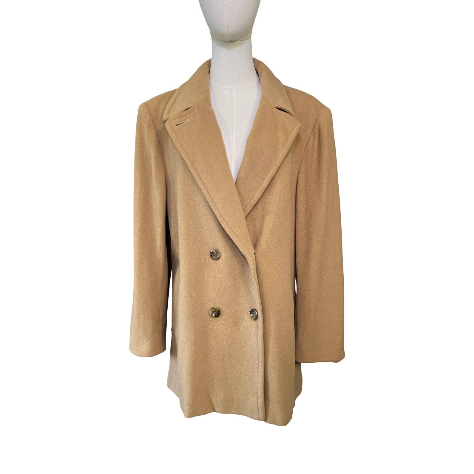 Pendleton Vintage Camel Tan Virgin Wool Double Breasted Coat USA Size 14