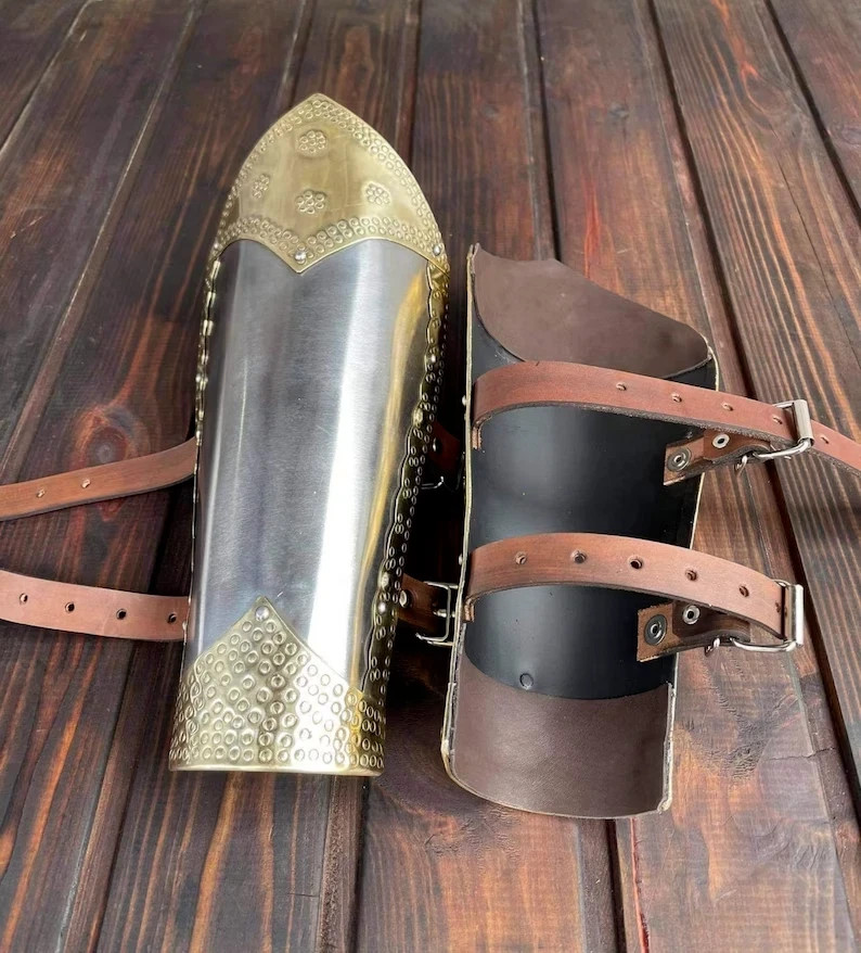 Medieval Bracers Champion Polished Viking bracers Steel arm protection pair brac