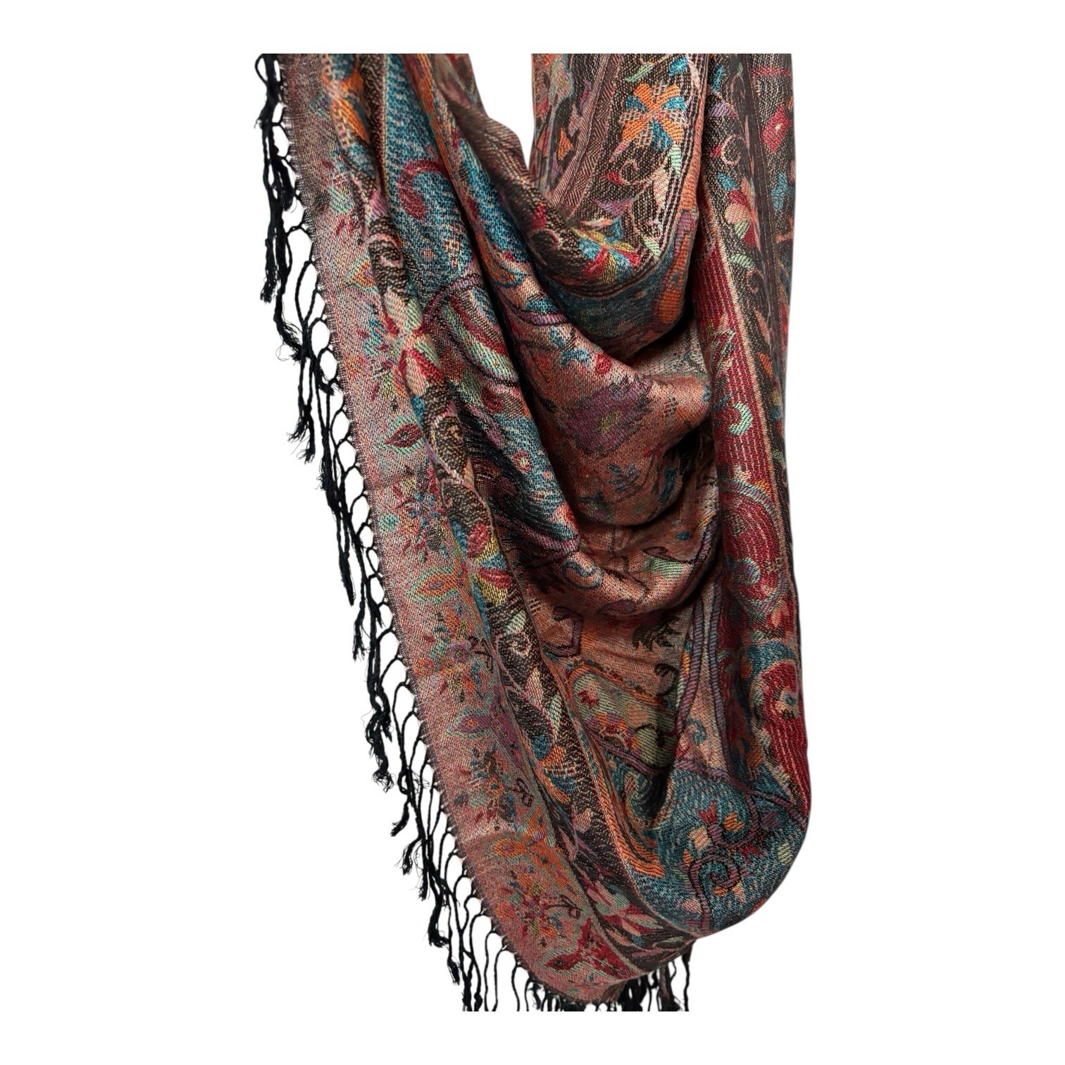 100% Cashmere Scarf Jerusalem Made Paisley Wrap 27 in x 76 in