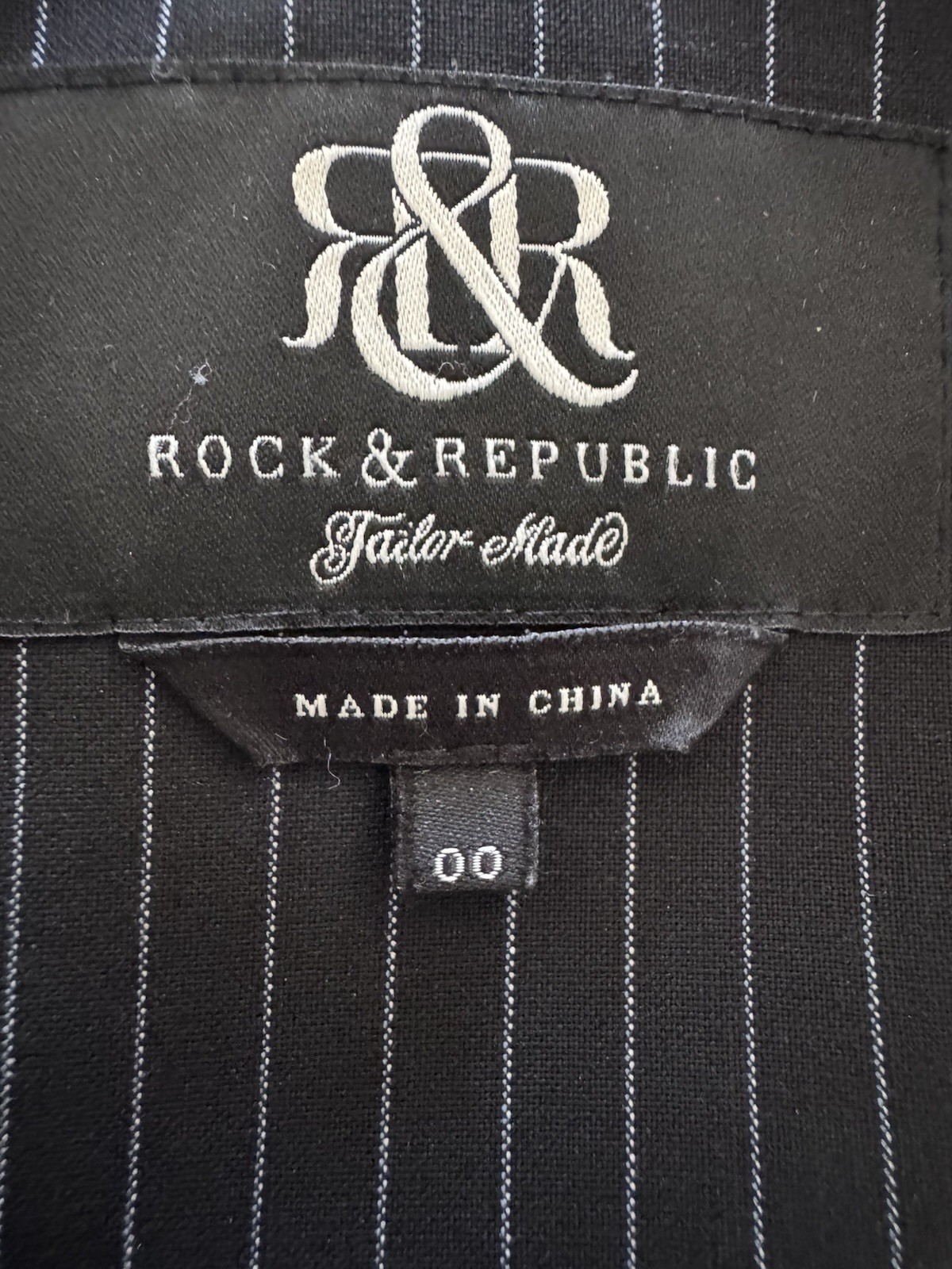 Vintage Rock & Republic Wool Silk Pinstripe Fitted Blazer 00P Y2K Rocker Chic