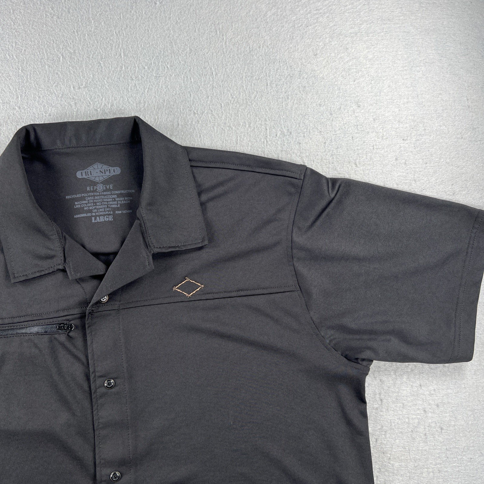 Tru-Spec Men’s Large Black Repreve Tactical Shirt Snap Buttons Zip Pockets
