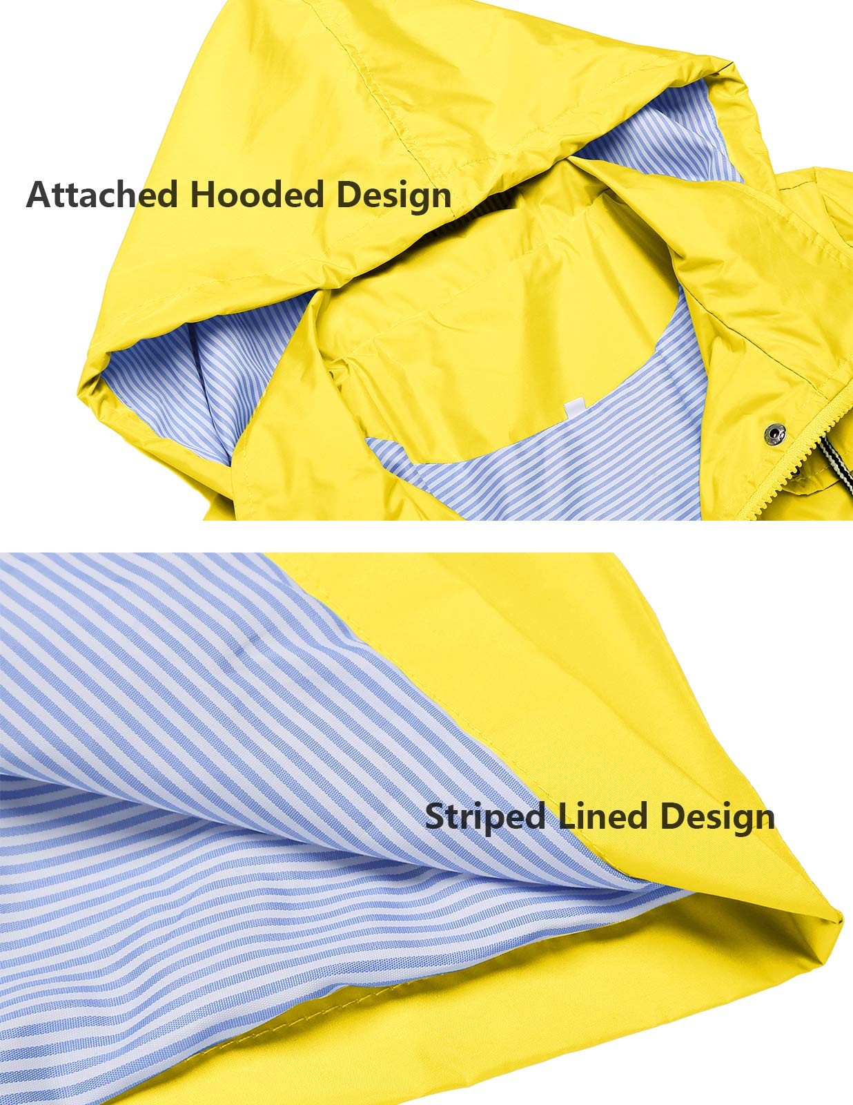 Casual Outdoor Rain Jackets Long Rainwear Jacket (Yellow, L)