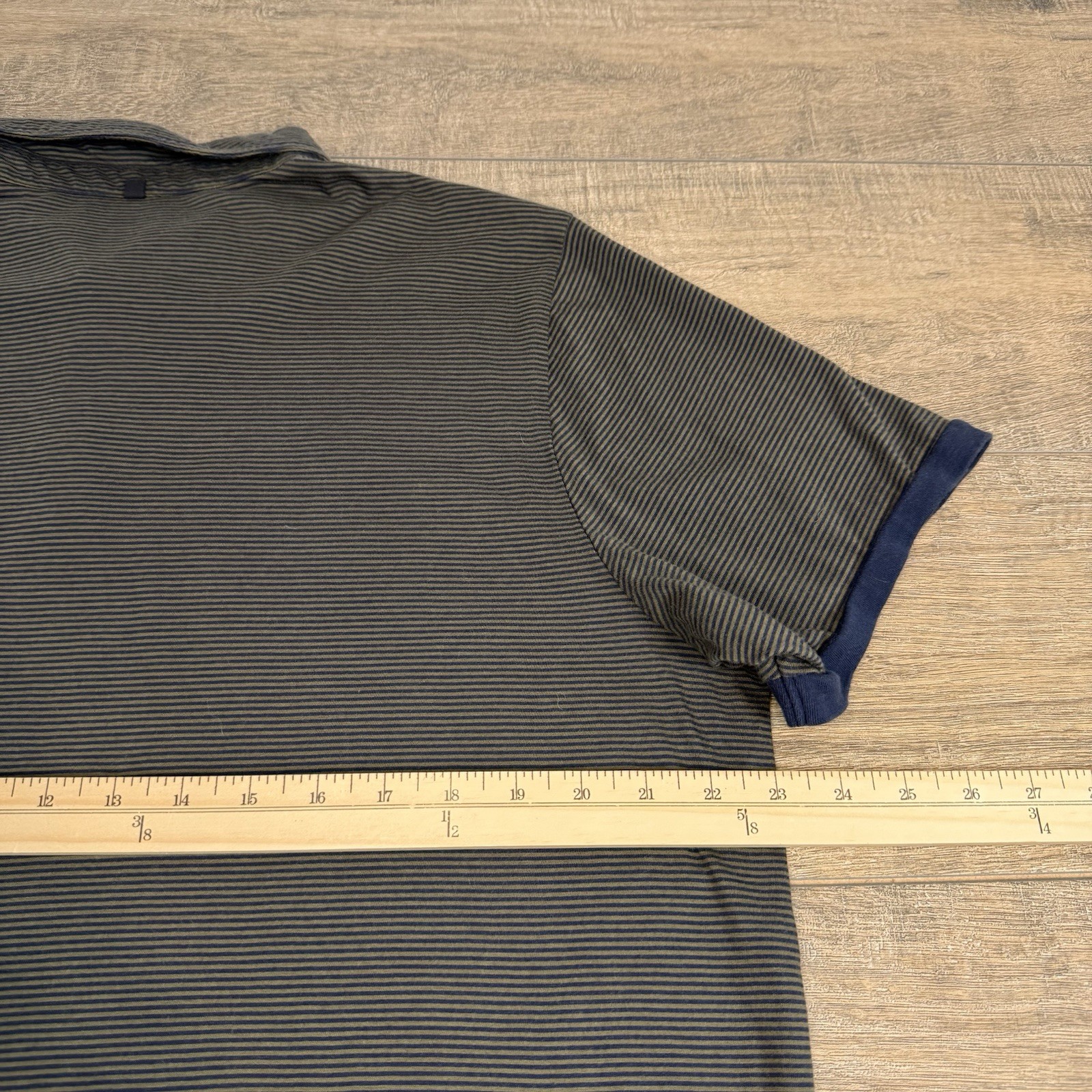 Outerknown Mens Pocket Polo Shirt Size (XL) Organic Cotton Striped Dark Gray B7