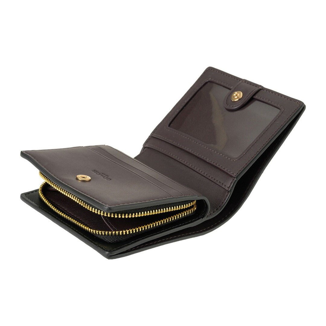 New COACH Bi Fold Wallet Snap Wallet Walnut Black