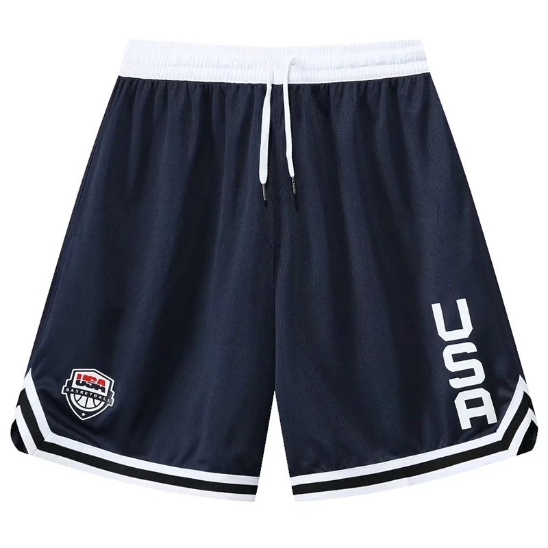 USA Print Basketball Shorts Training Men Active Shorts Loose Pockets Cycling…