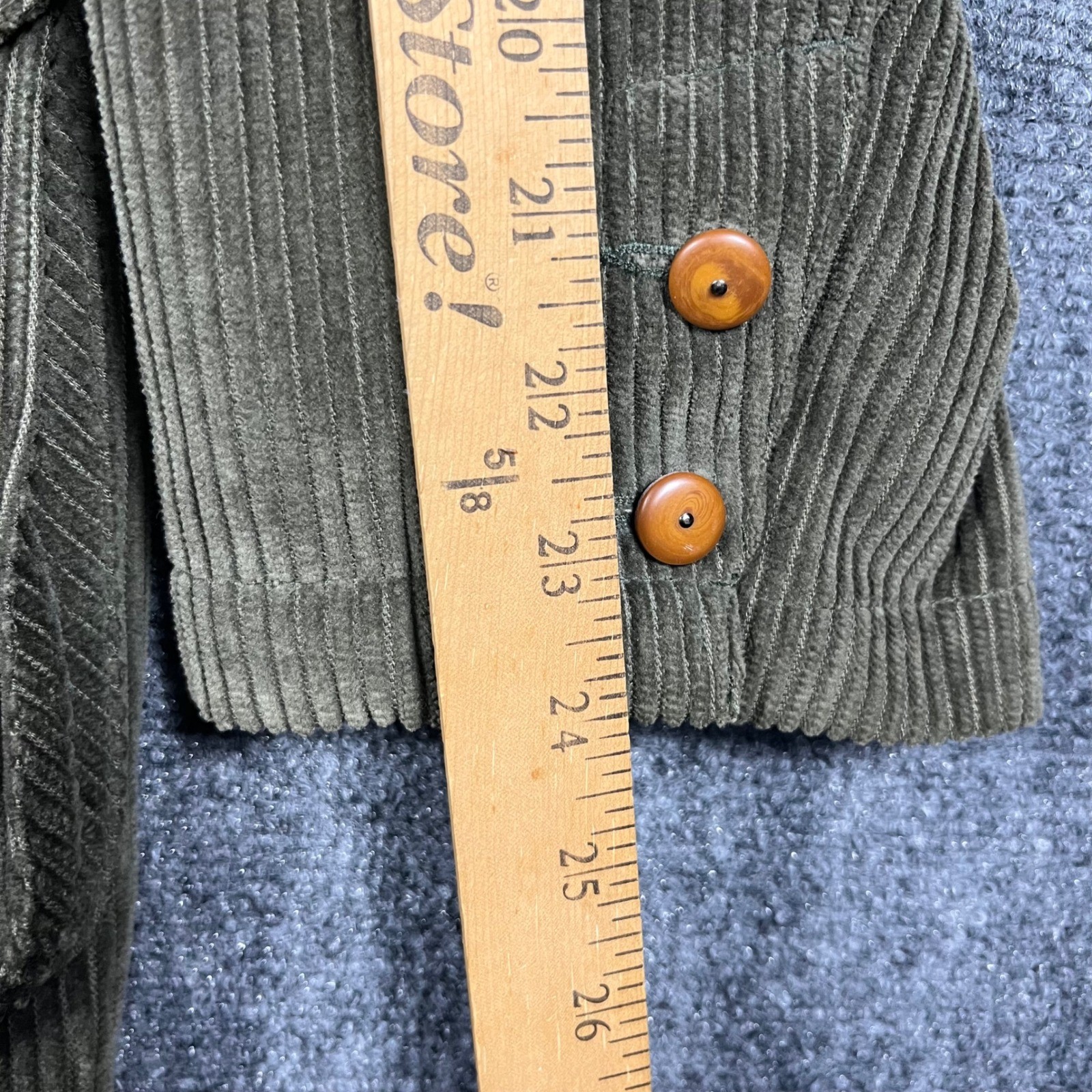 Eddie Bauer Corduroy Field Coat Mens Medium Olive Green Leather Elbow Patches